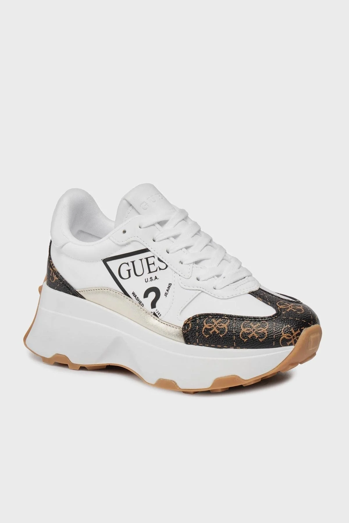 Guess Calebb5 Logolu Kalın Tabanlı Sneaker FLPCB5 FAL12 Bayan Ayakkabı FLPCB5FAL12 WHIBR BEYAZ-KAHVE - 6