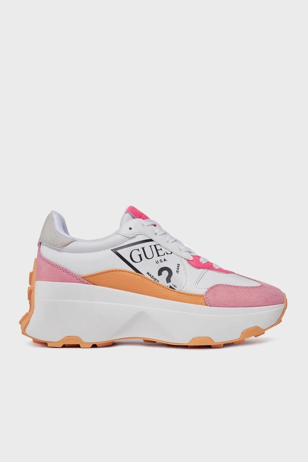 Guess Calebb7 Logolu Kalın Tabanlı Sneaker FLPCB7ELE12WHIPI Bayan Ayakkabı FLPCB7ELE12 WHIPI BEYAZ-PEMBE - 1