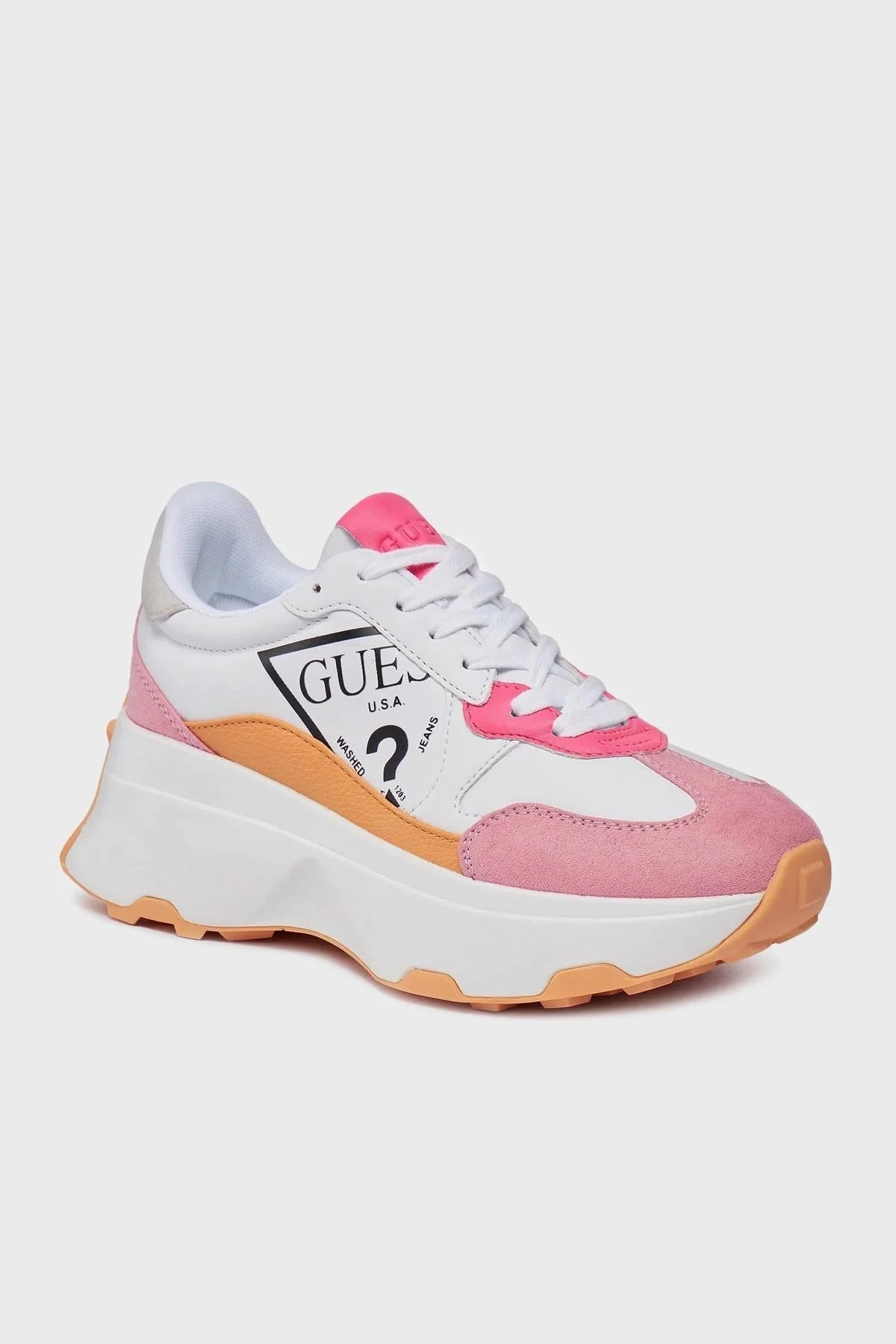 Guess Calebb7 Logolu Kalın Tabanlı Sneaker FLPCB7ELE12WHIPI Bayan Ayakkabı FLPCB7ELE12 WHIPI BEYAZ-PEMBE - 6