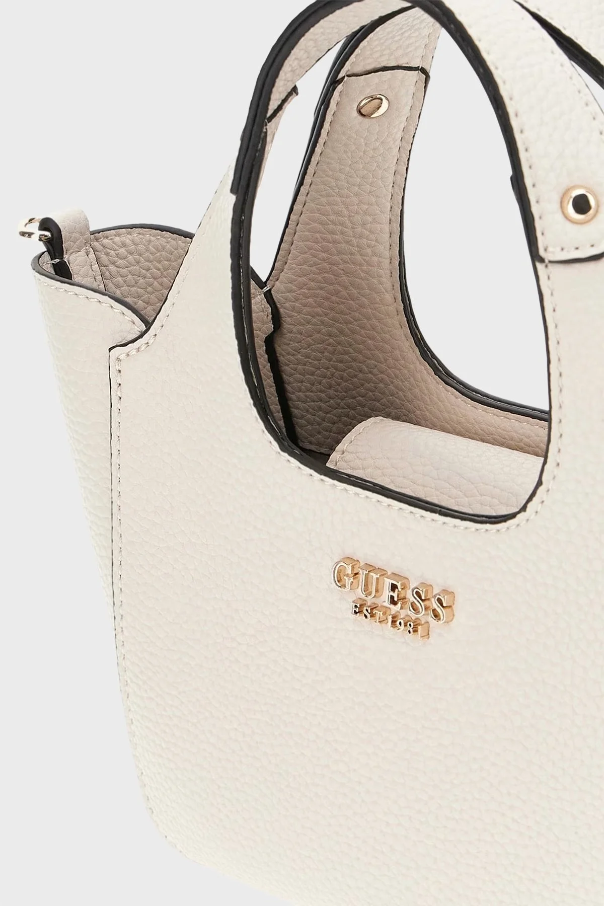 Guess Calista Logolu Çıkarılabilir Askılı Mini HWBG7334750 Bayan Çanta HWBG73 34750 BON BEYAZ - 5