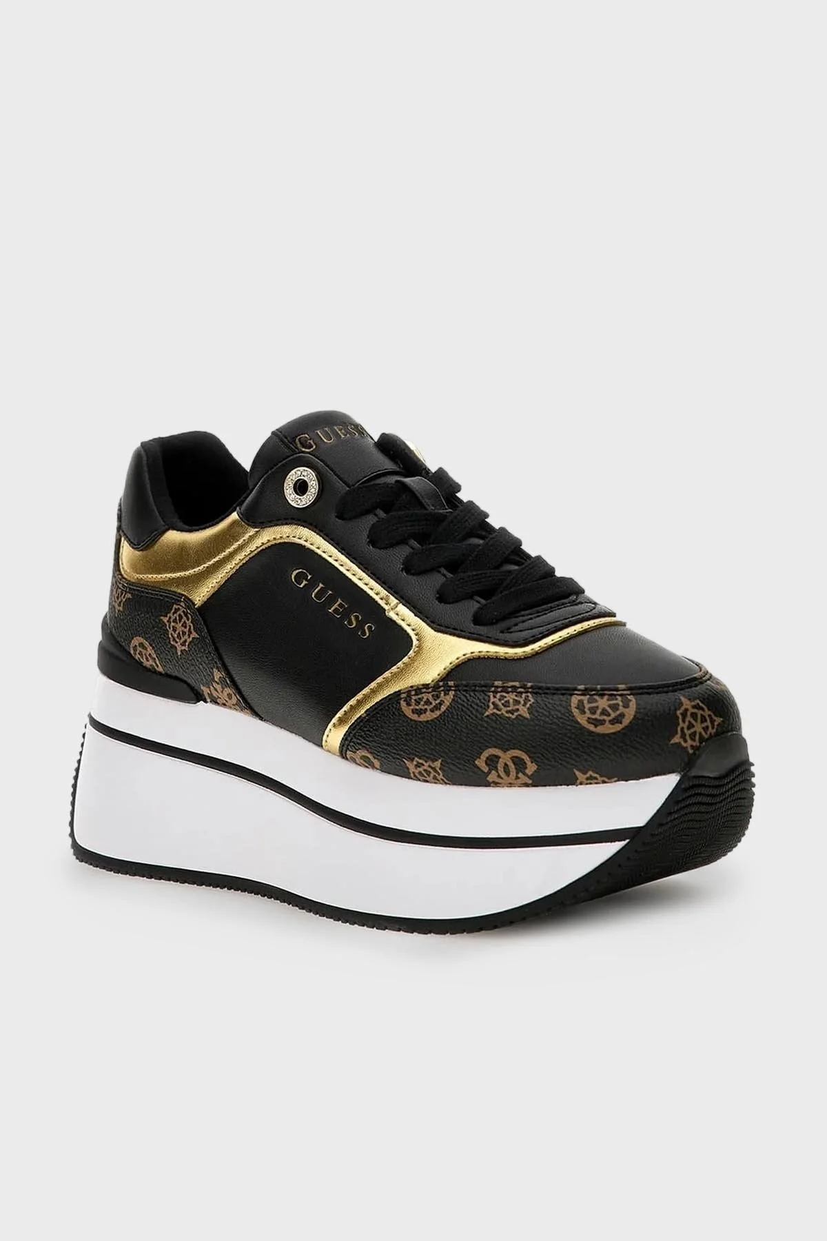 Guess Camrio Kalın Tabanlı Günlük Spor Bayan Ayakkabı FL7CMR FAL12 BLKBR KAHVE-SİYAH - 7