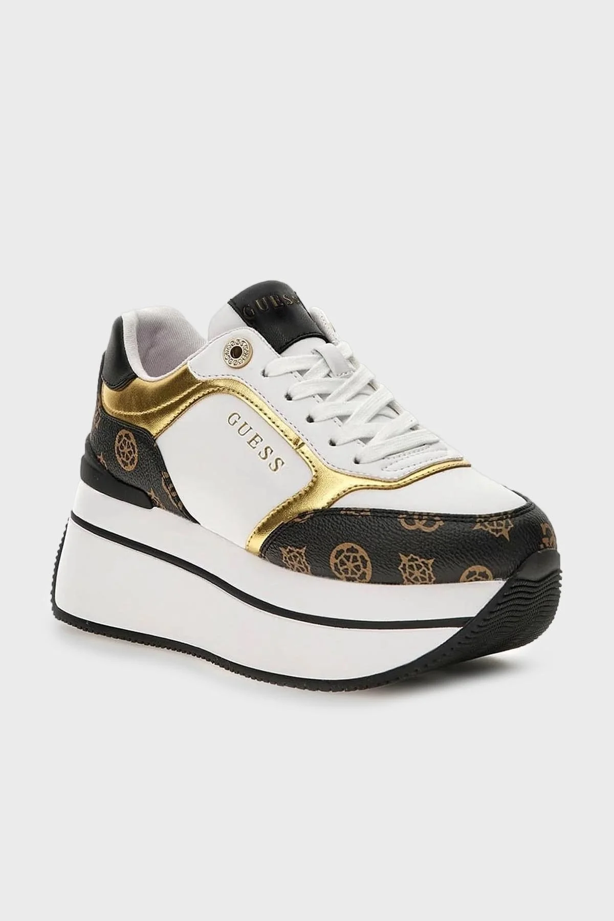 Guess Camrio Kalın Tabanlı Günlük Spor Bayan Ayakkabı FL7CMR FAL12 WHIBR BEYAZ-KAHVE - 2
