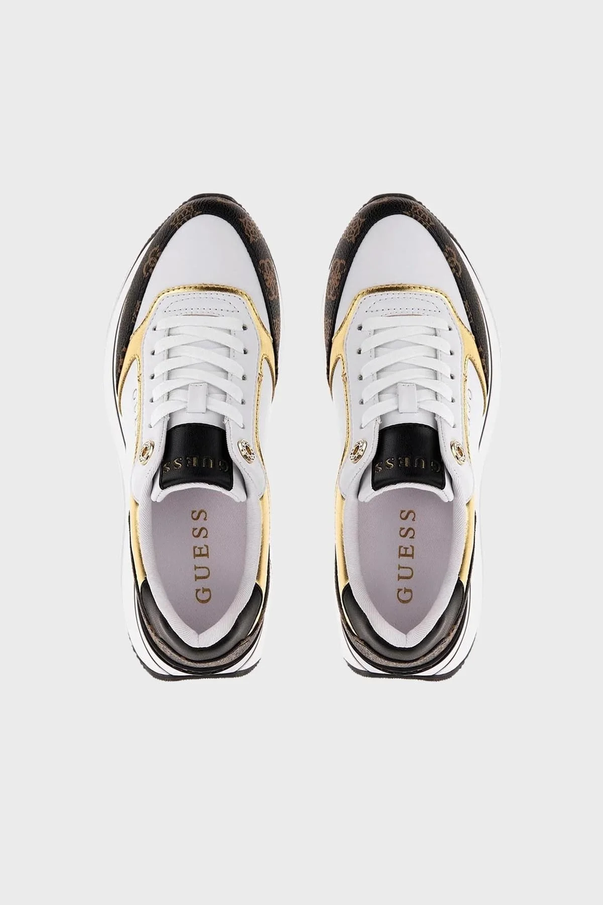Guess Camrio Kalın Tabanlı Günlük Spor Bayan Ayakkabı FL7CMR FAL12 WHIBR BEYAZ-KAHVE - 3