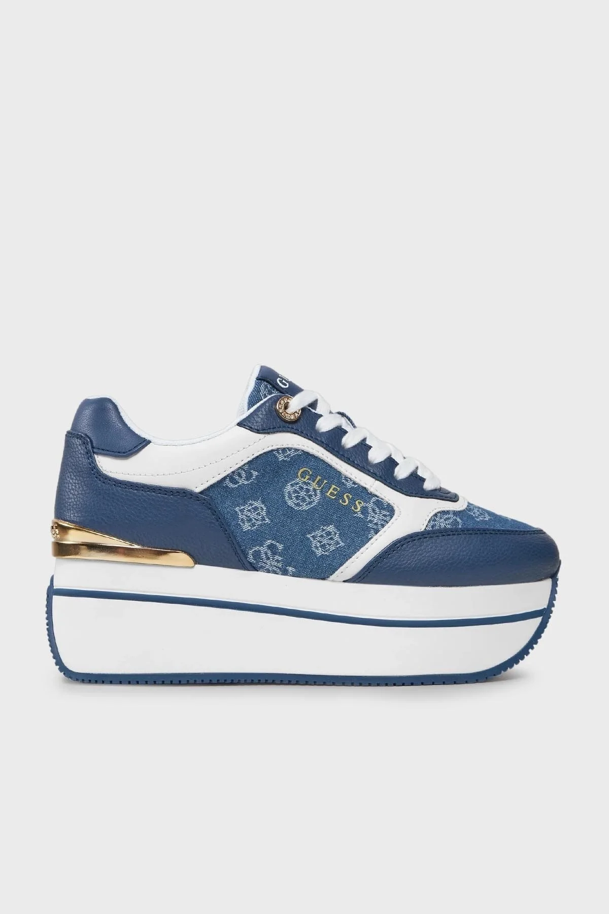 Guess Camrio5 Logolu Kalın Tabanlı Sneaker FLPCM5FAL12WASH Bayan Ayakkabı FLPCM5 FAL12 WASH LACİVERT-BEYAZ - 1