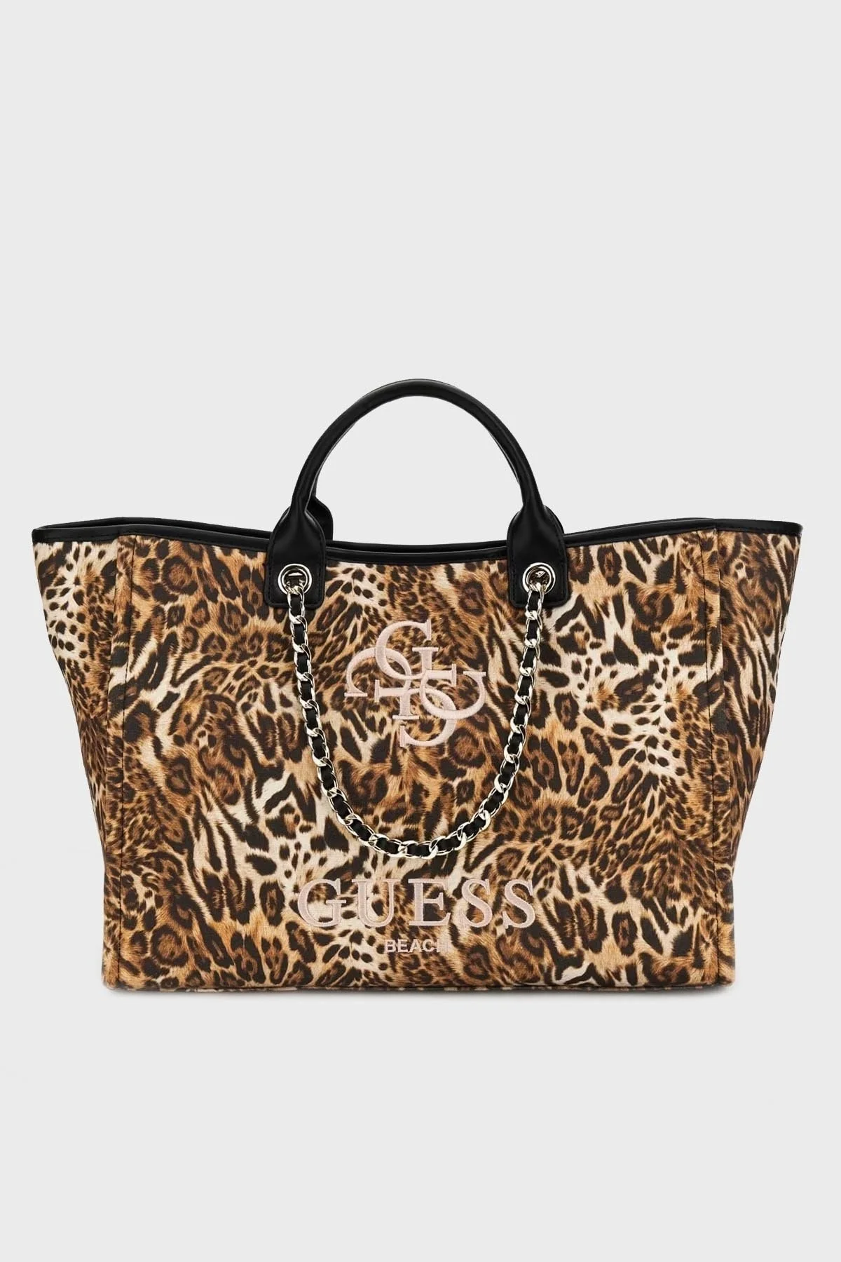 Guess Canvas Leoparlı Pamuklu E4GZ17WFCE0 Bayan Plaj Çantası E4GZ17 WFCE0 P122 LEOPAR - 1