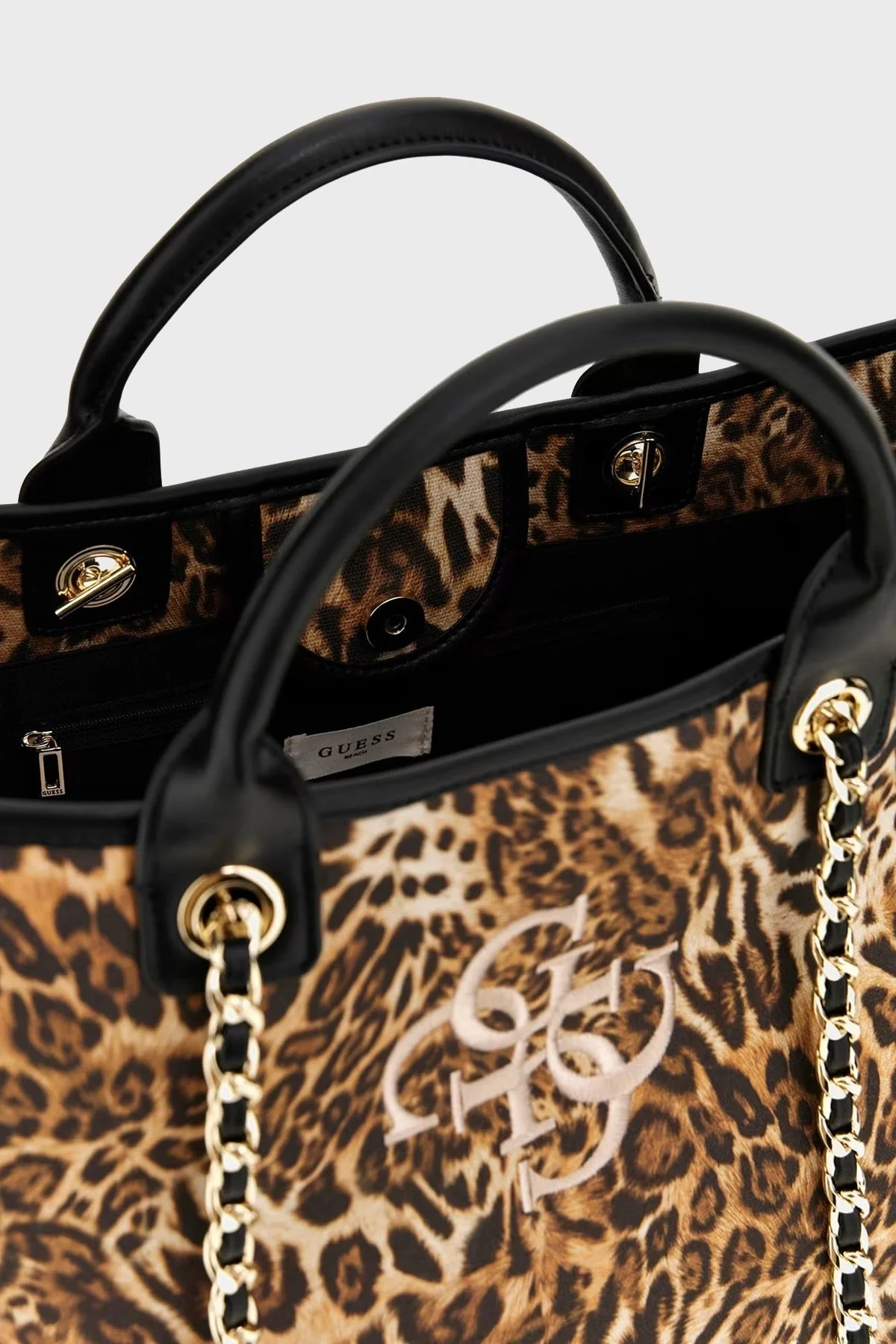 Guess Canvas Leoparlı Pamuklu E4GZ17WFCE0 Bayan Plaj Çantası E4GZ17 WFCE0 P122 LEOPAR - 5