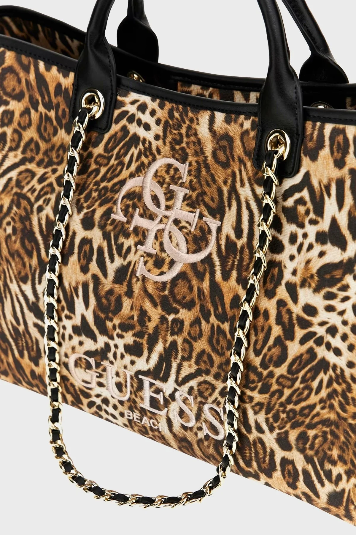 Guess Canvas Leoparlı Pamuklu E4GZ17WFCE0 Bayan Plaj Çantası E4GZ17 WFCE0 P122 LEOPAR - 6
