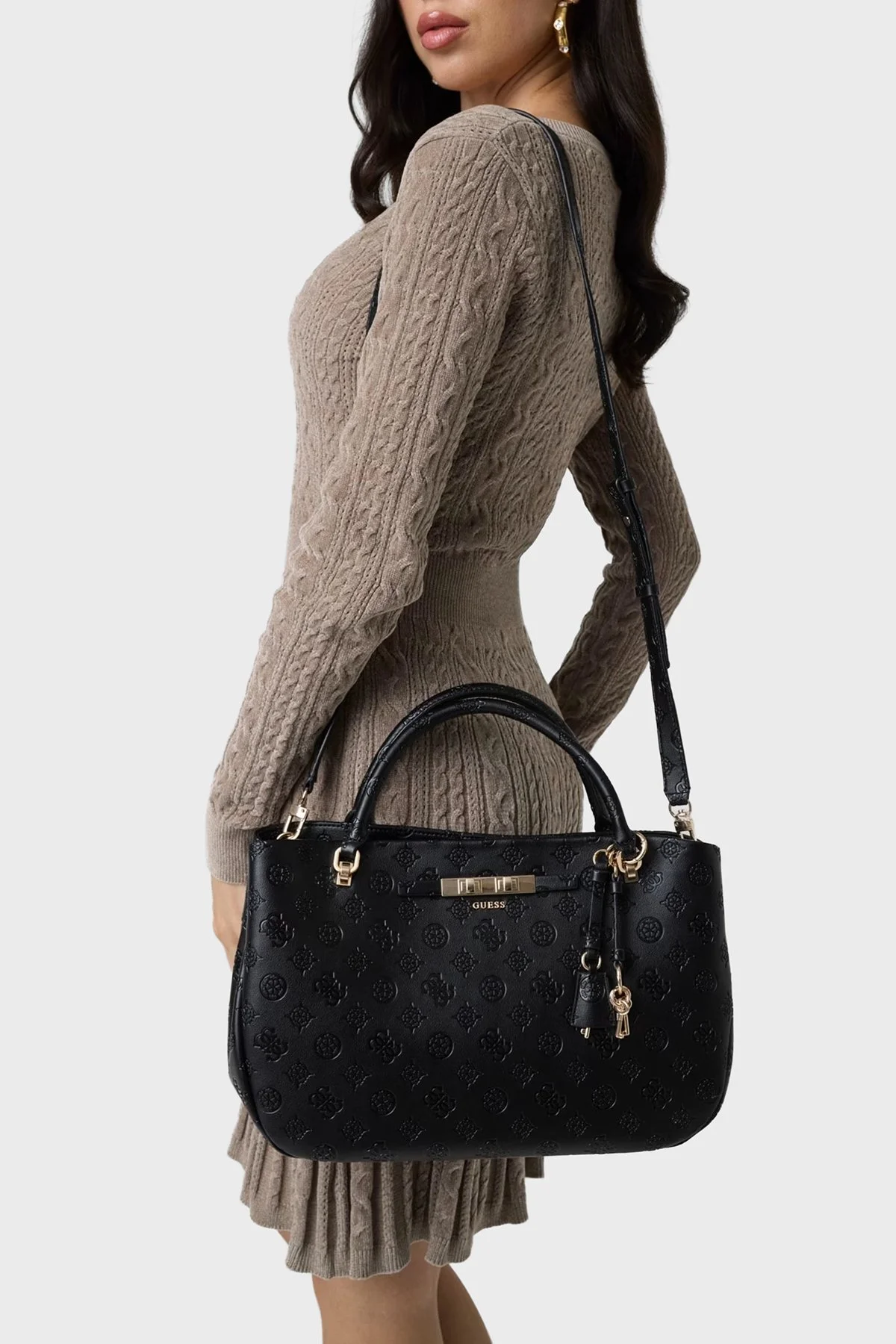 Guess Carmella Logolu Çıkarılabilir Askılı HWPD2225060 Kadın Çanta HWPD22 25060 BLO Siyah - 3