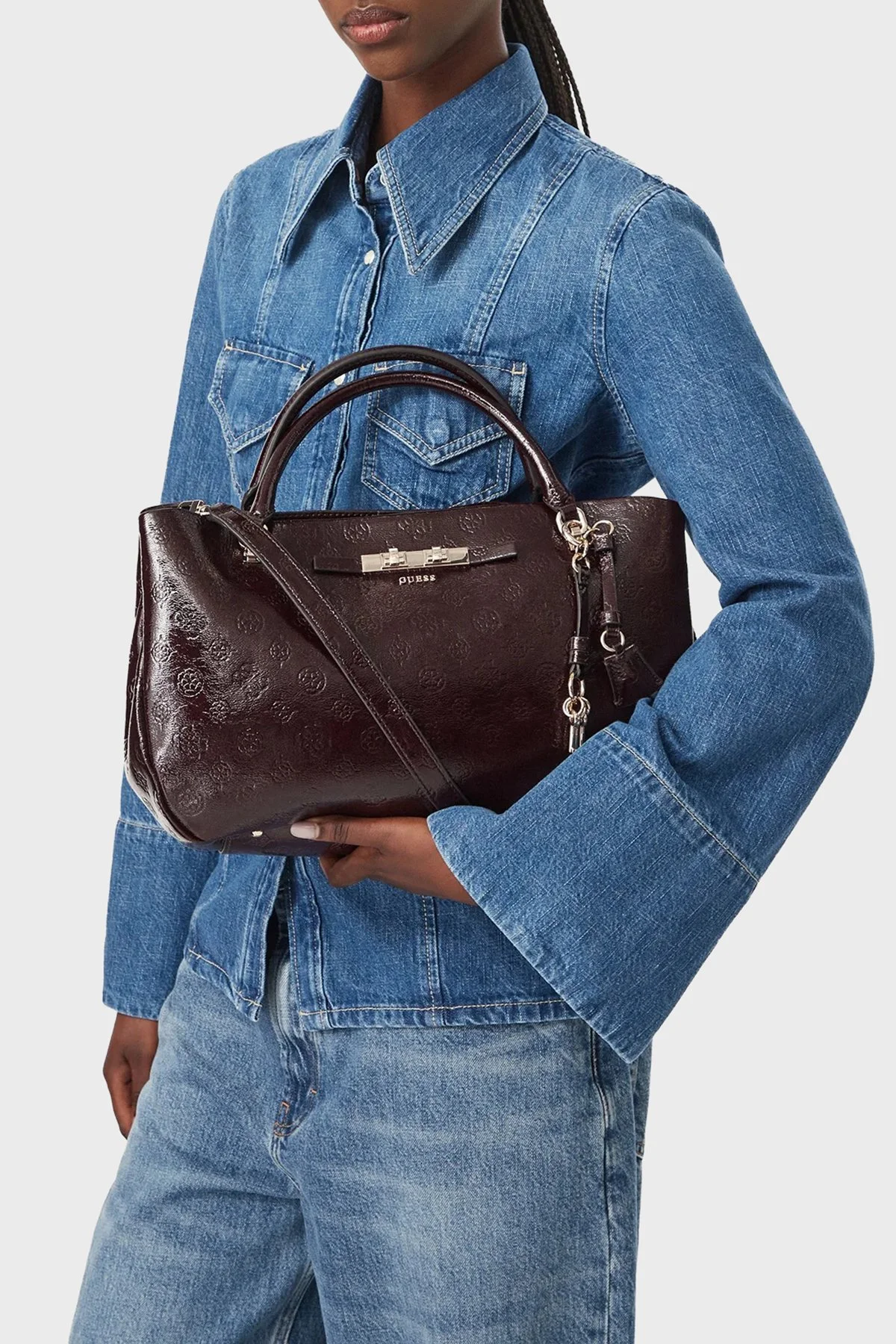 Guess Carmella Logolu Çıkarılabilir Askılı HWPT2225050 Kadın Çanta HWPT22 25050 BDL Bordo - 2