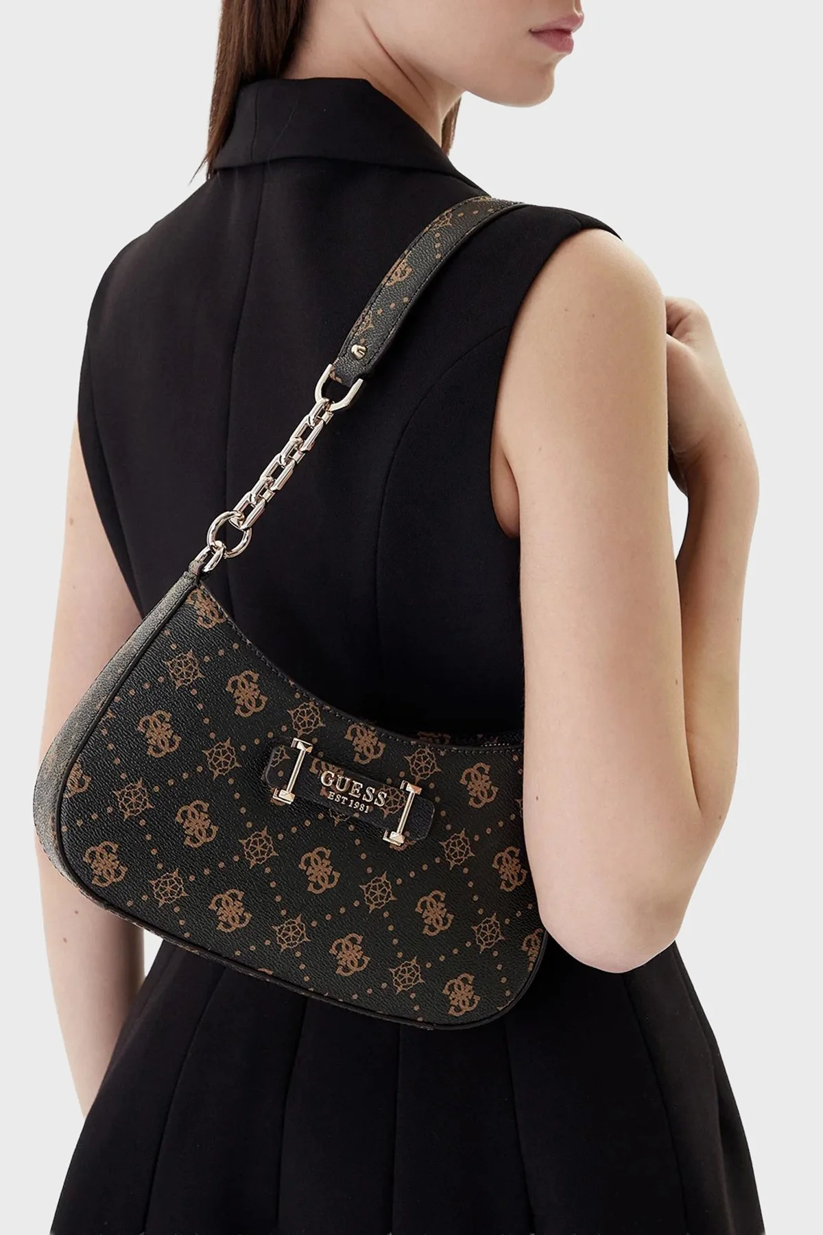 Guess Carrie Logo Sabit Askılı HWGP9898180 Bayan Çanta HWGP98 98180 ESL KAHVE - 2