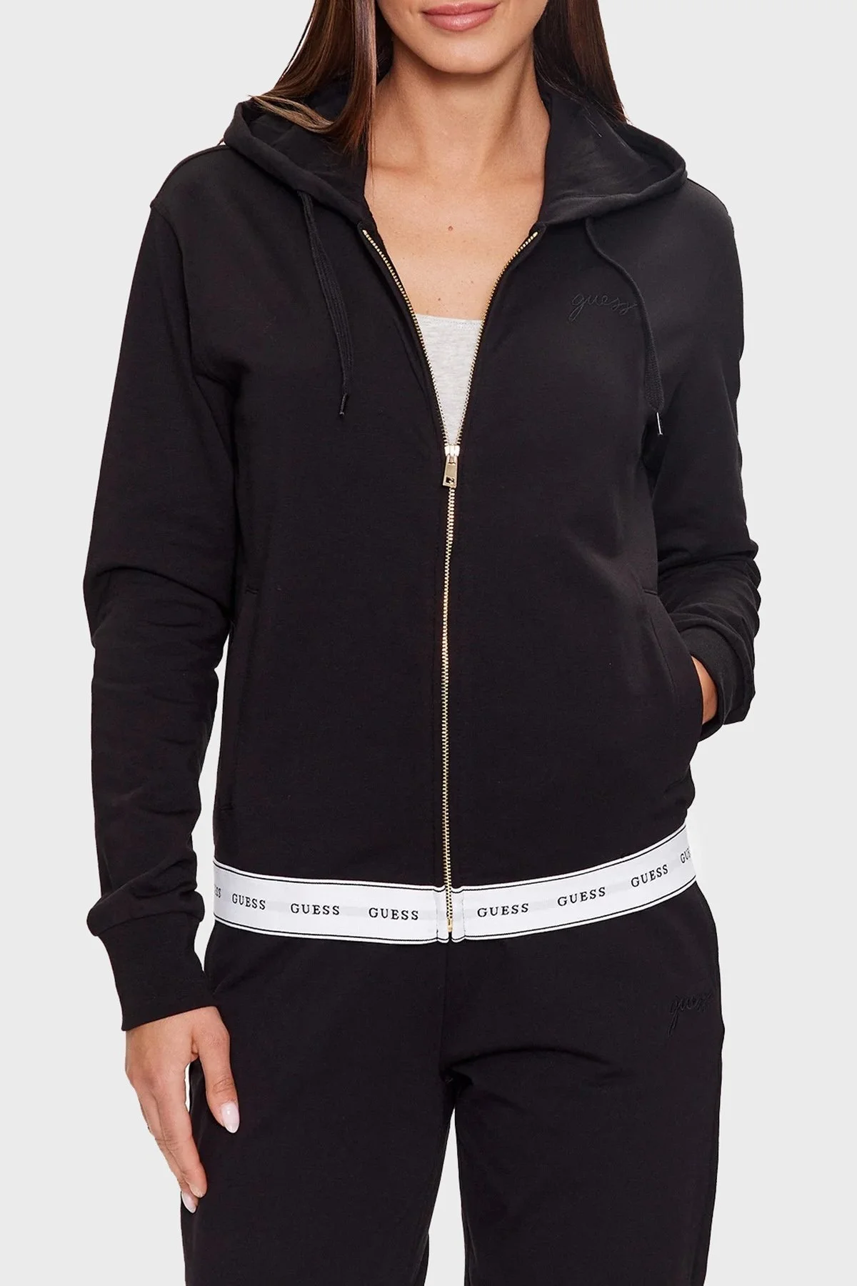 Guess Carrie Logolu Streç Pamuklu Regular Fit O3YQ00KBS91 Bayan Sweat O3YQ00 KBS91 JBLK SİYAH - 6