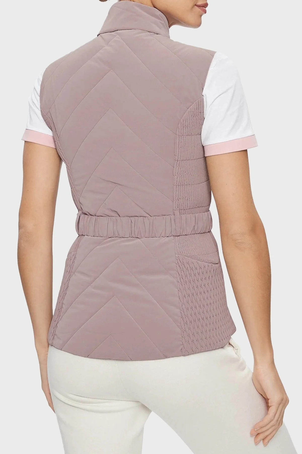 Guess Cassandra Slim Fit Dik Yaka Kemerli W4RN21 WFWR0 Bayan Yelek W4RN21WFWR0 F10H GÜL KURUSU - 2