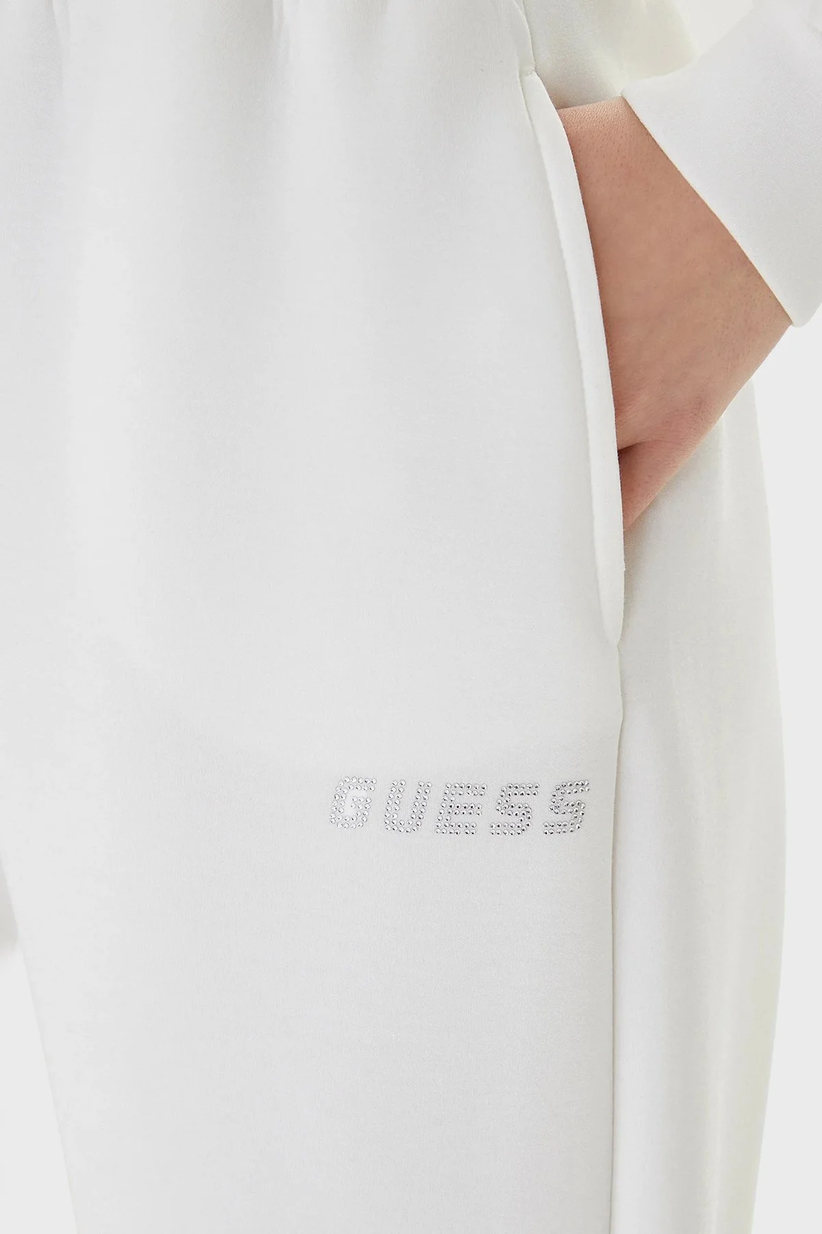 Guess Cecilia Scuba Logolu Normal Bel V4BB13K7UW2 Bayan Pantolon V4BB13 K7UW2 G6K5 KREM - 4