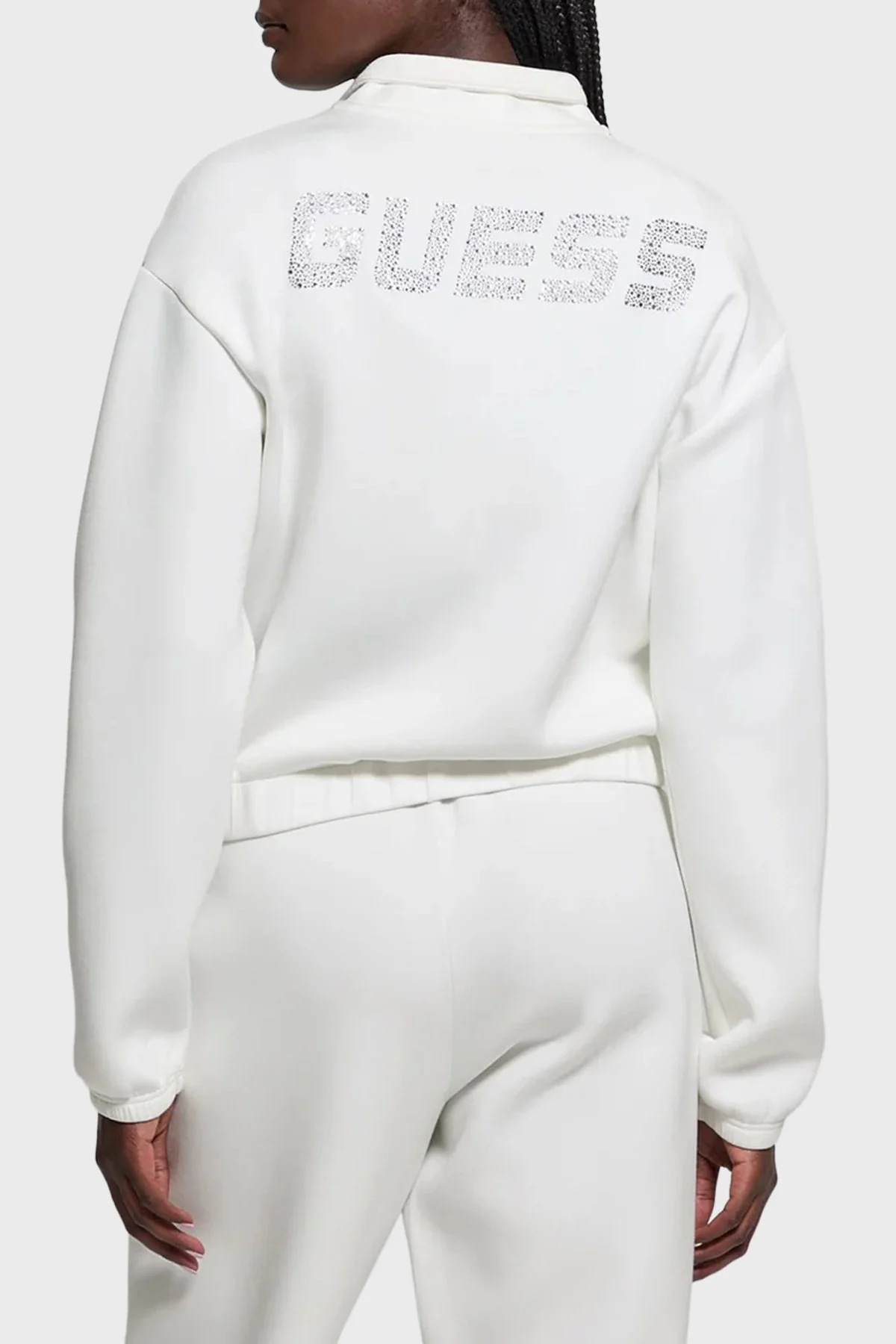 Guess Cecilia Scuba Regular Fit Arkası Taşlı Logolu Fermuarlı V4BQ14K7UW2 Bayan Sweat V4BQ14 K7UW2 G6K5 KREM - 3