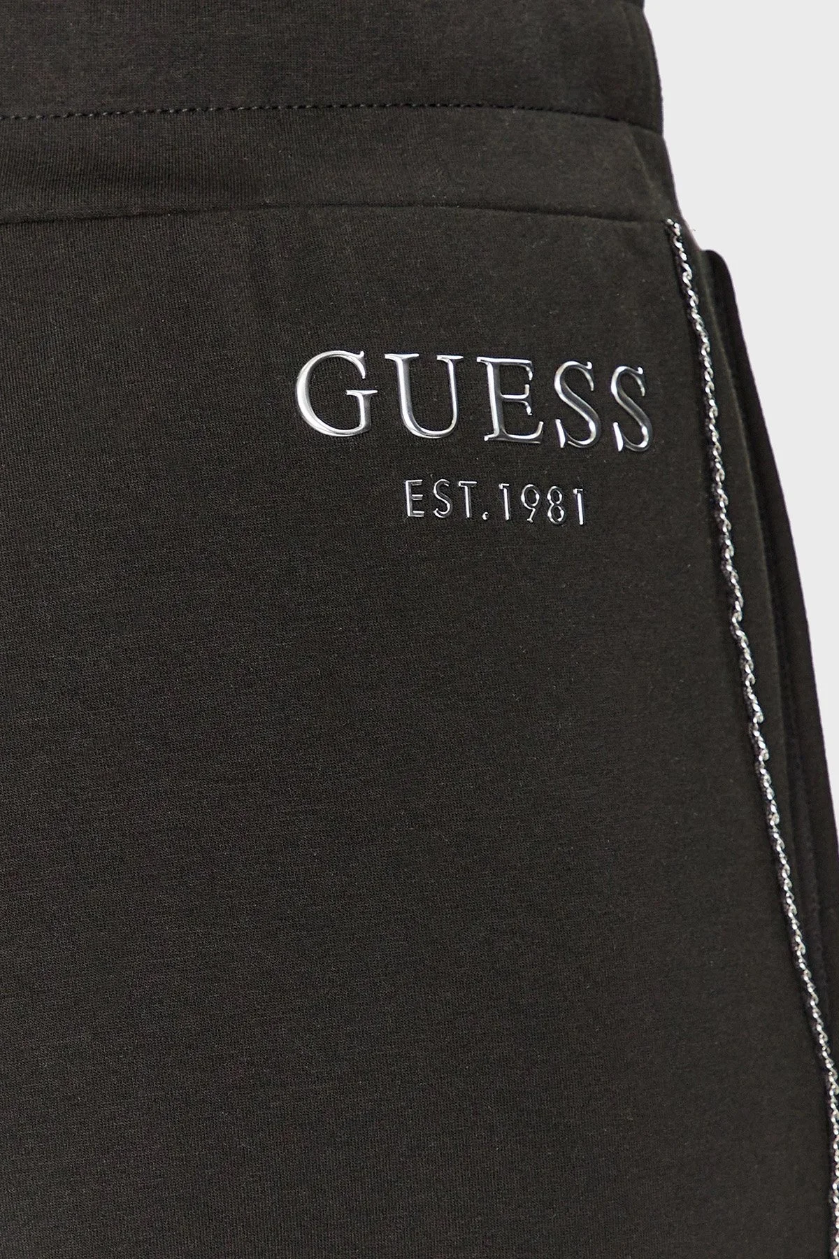 Guess Chain Regular Fit Pamuklu Zincirli Cepli Jogger Bayan Pantolon W3YB18KB932 JBLK SİYAH - 4