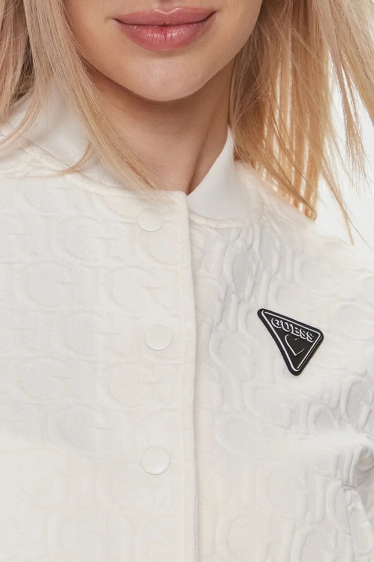 Guess Cheri Slim Fit Bomber Crop V4RQ07KBSL0 Bayan Sweat V4RQ07 KBSL0 F0AH BEYAZ - 4