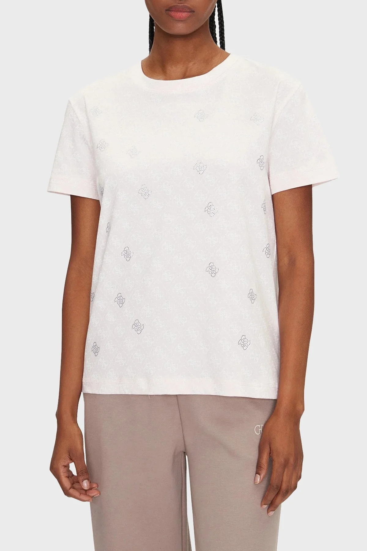 Guess Chrysanta Tamamı 4G Logolu Pamuklu Regular Fit V5GI16I3Z14P Bayan T Shirt V5GI16 I3Z14P 6FF AÇIK PEMBE - 6