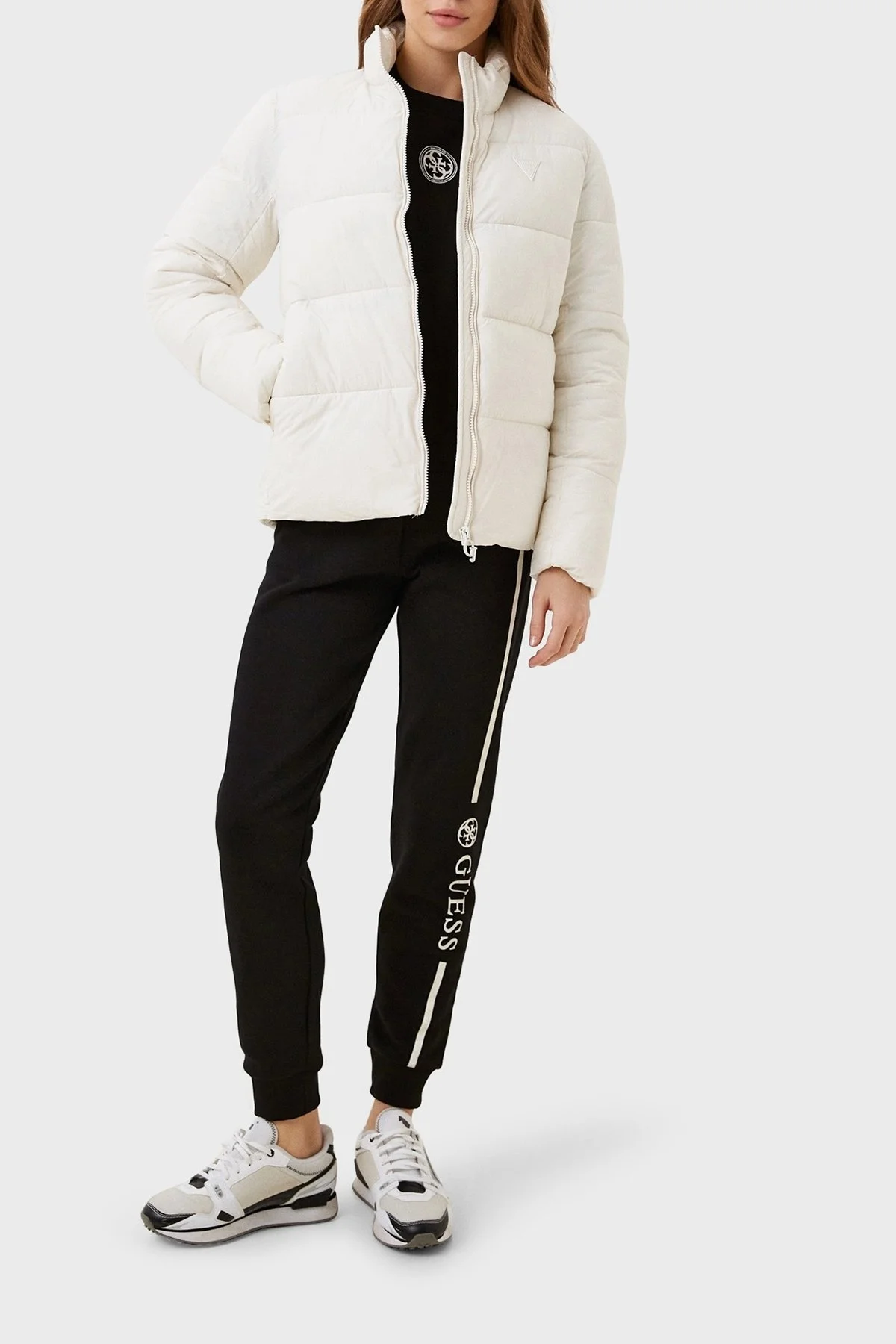 Guess Claudia Suya Dayanıklı Regular Fit Şişme Bayan Mont V3BL13WFUD0 G6K5 BEYAZ - 3