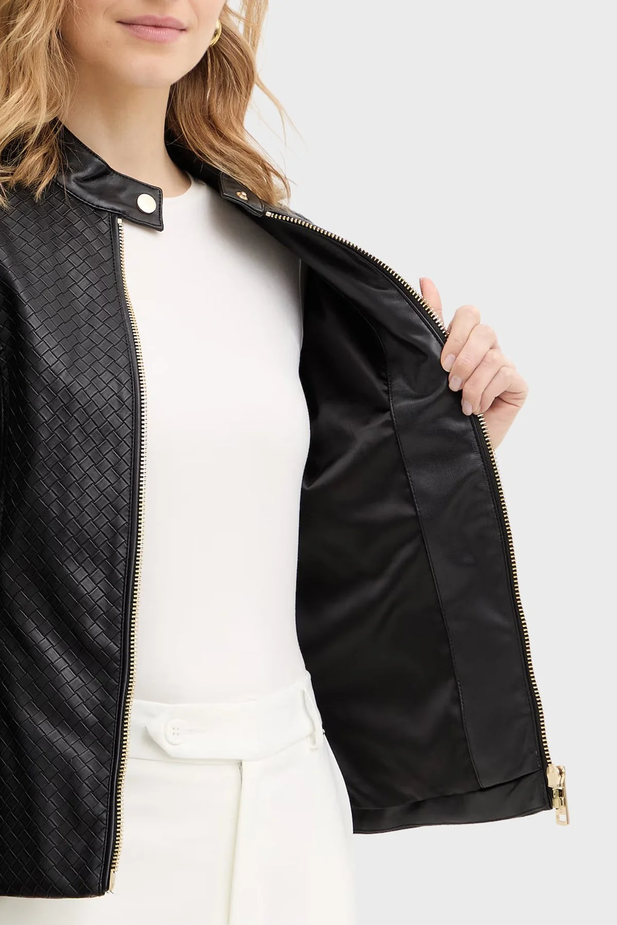 Guess Claudine Slim Fit Dik Yaka Biker W6RL52WL850 Bayan Ceket W6RL52 WL850 JBLK SİYAH - 6