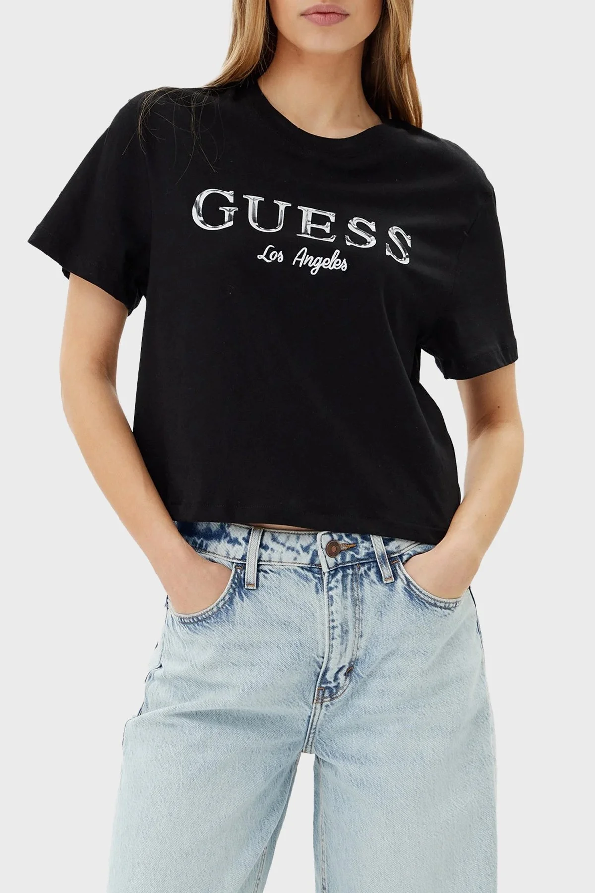 Guess Clematis % 100 Pamuk Regular Fit Logolu V5GI09K9RM1 Bayan T Shirt V5GI09 K9RM1 JBLK SİYAH - 6