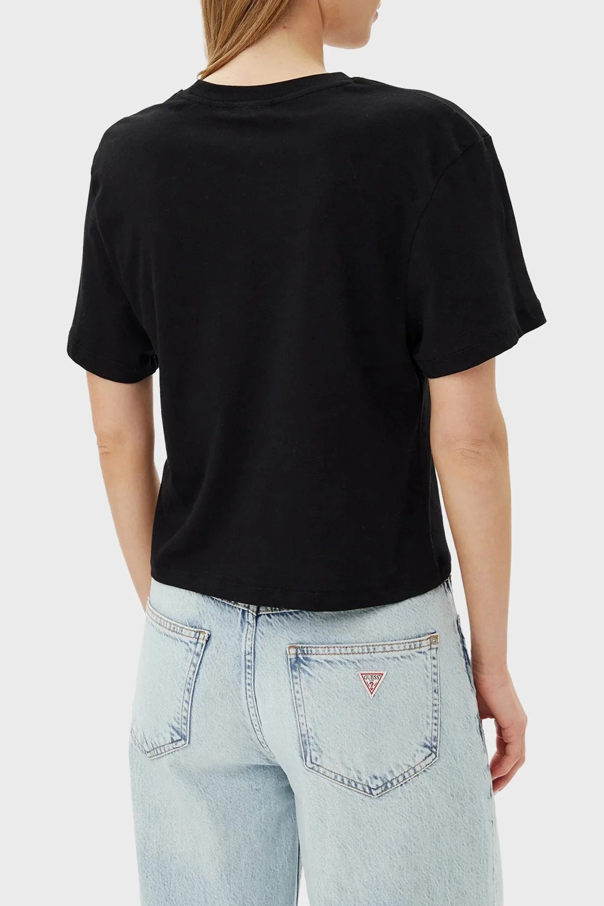 Guess Clematis % 100 Pamuk Regular Fit Logolu V5GI09K9RM1 Bayan T Shirt V5GI09 K9RM1 JBLK SİYAH - 8