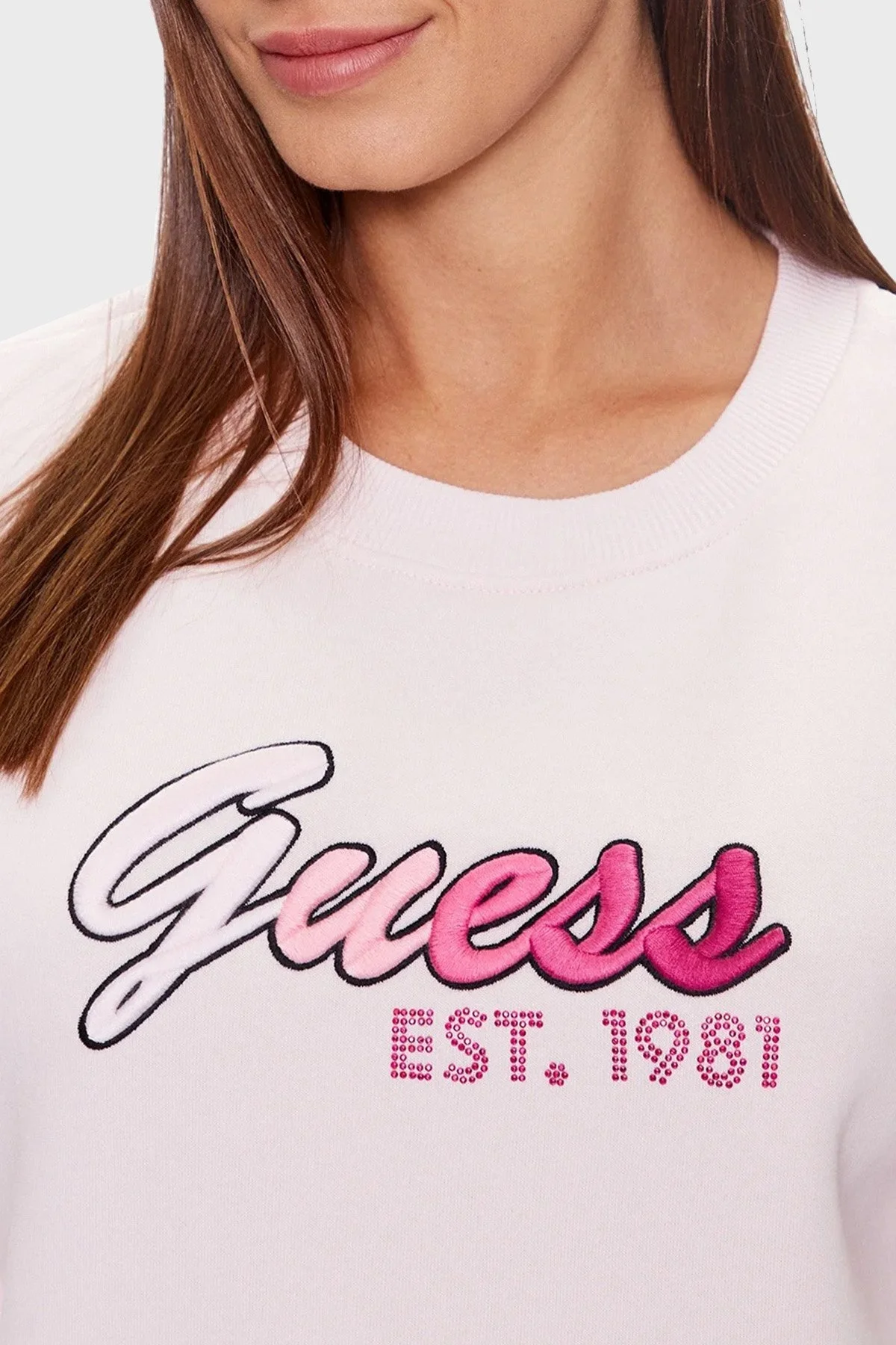 Guess Cn 3d Pamuklu Regular Fit Bisiklet Yaka Bayan Sweat W3YQ11K9Z21 A60W PEMBE - 3