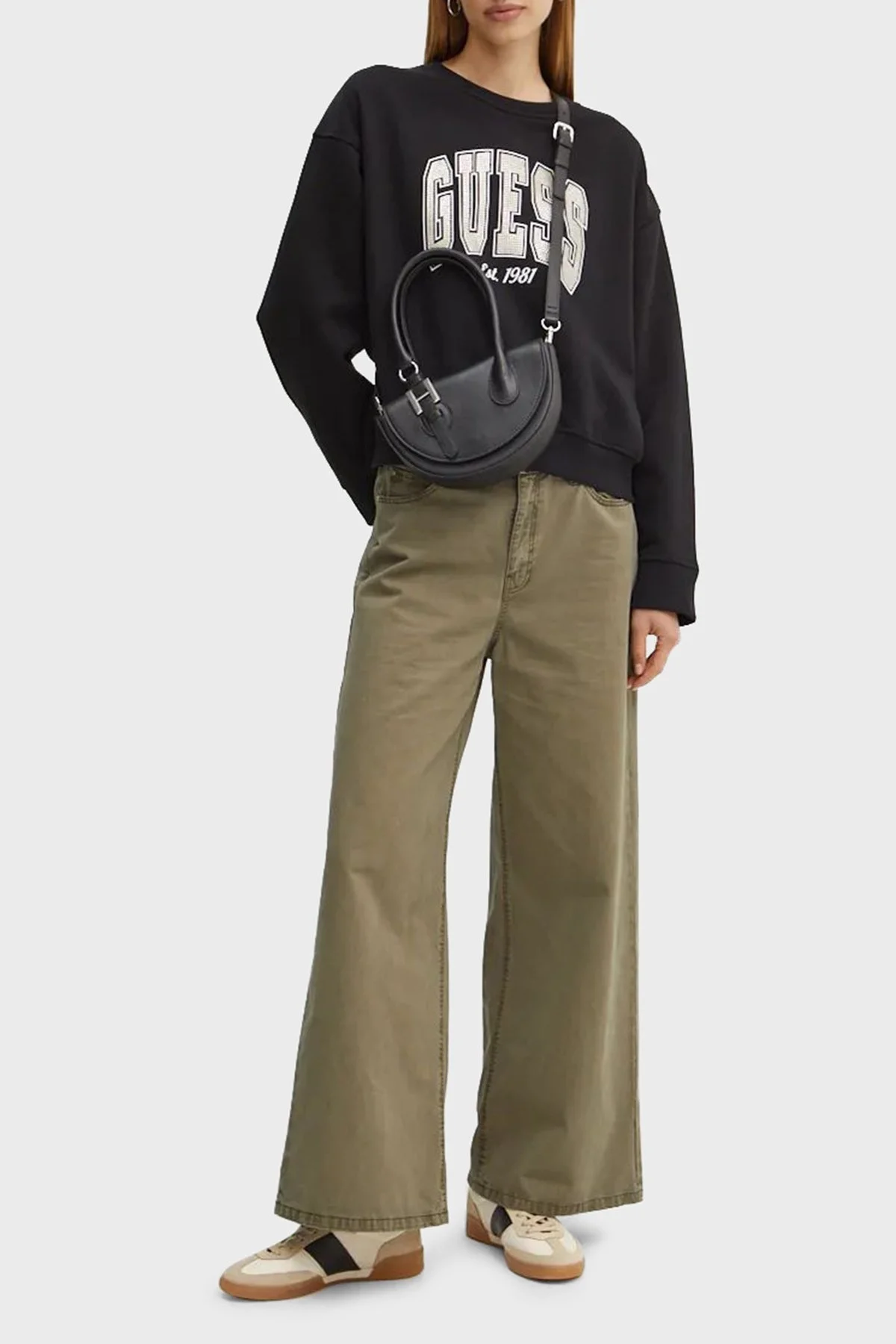 Guess Cn College Pamuklu Relaxed Fit Bisiklet Yaka W4BQ10KBY51 Bayan Sweat W4BQ10 KBY51 JBLK SİYAH - 7