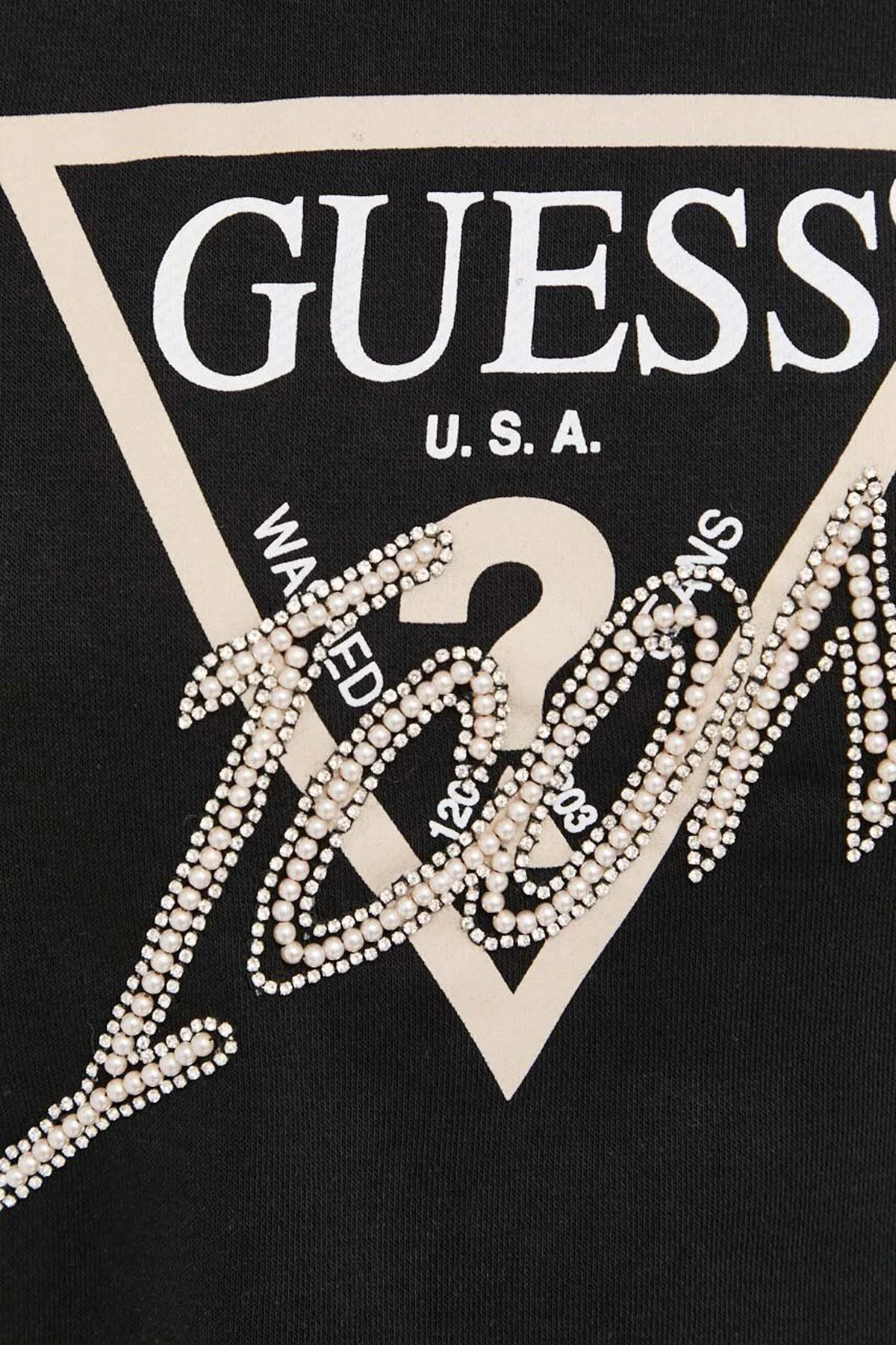 Guess Cn Icon Pamuklu Regular Fit Sıfır Yaka Bayan Sweat W3YQ01KB683 JBLK SİYAH - 4