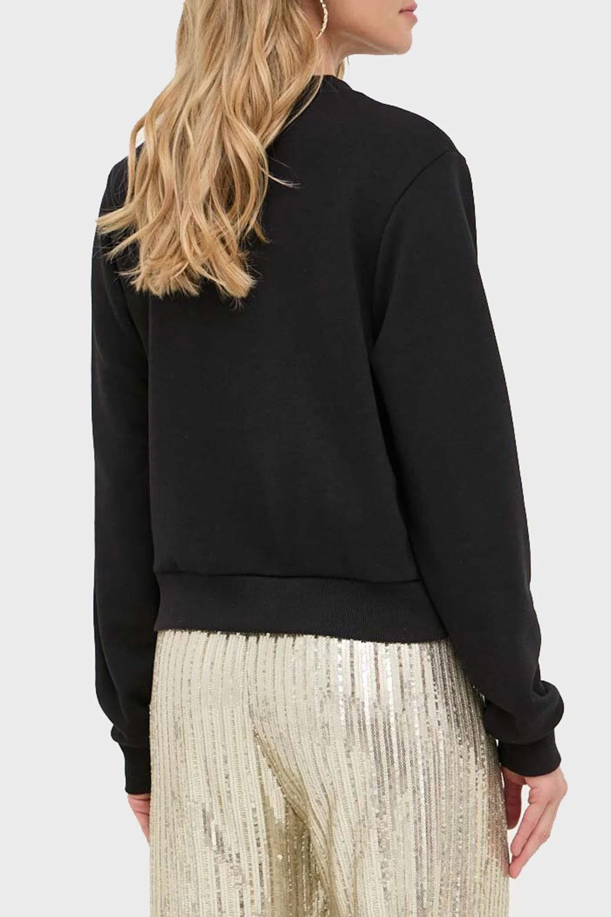 Guess Cn Icon Pamuklu Regular Fit Sıfır Yaka Bayan Sweat W3YQ01KB683 JBLK SİYAH - 6