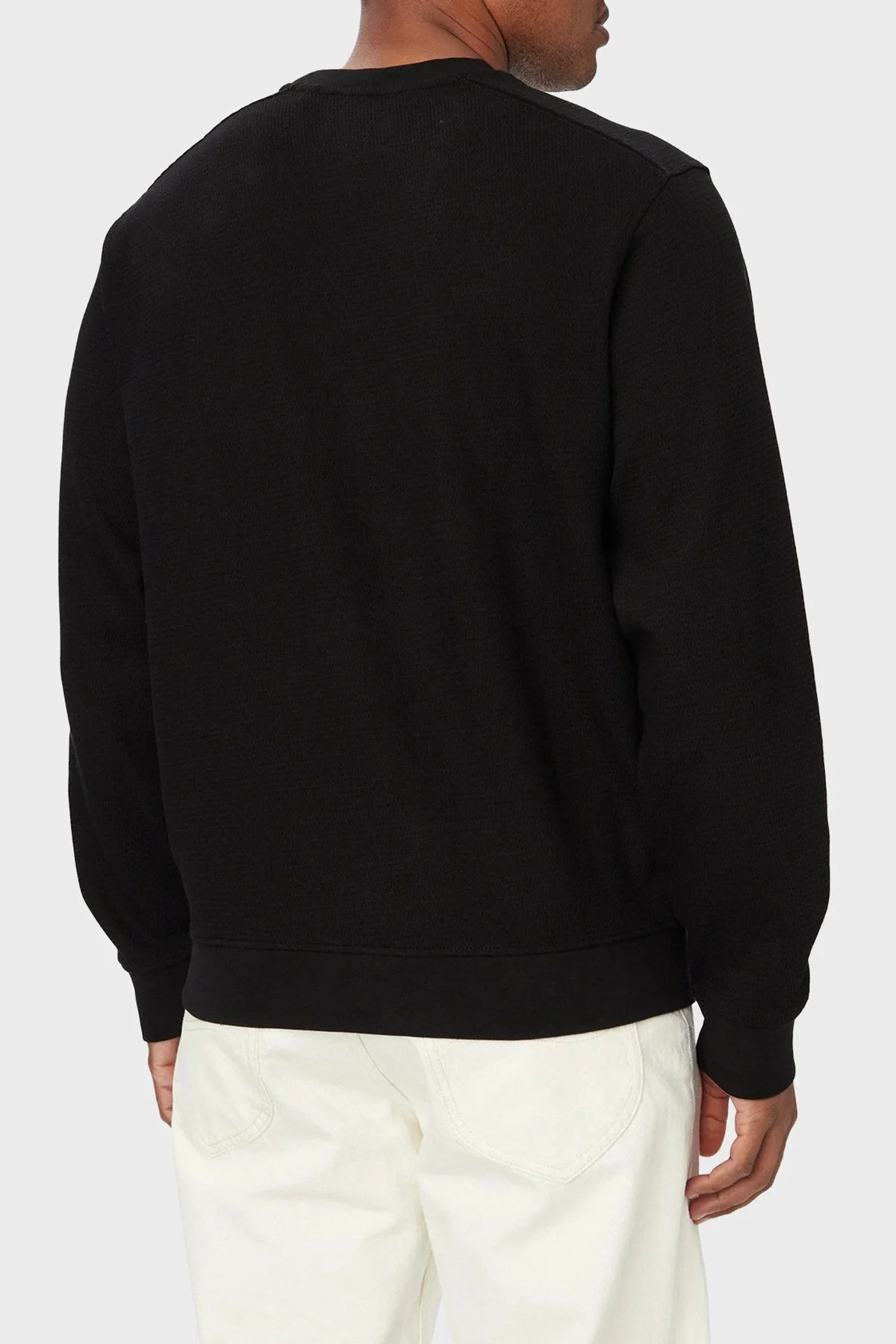 Guess Cn Ls Textured Logolu Regular Fit Bisiklet Yaka Erkek M6YQ24K4245 Sweat M6YQ24 K4245 JBLK Siyah - 3
