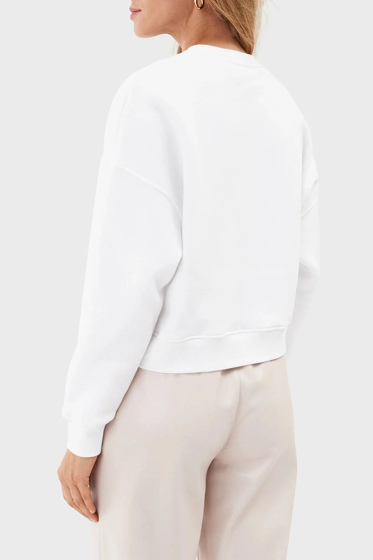 Guess Cn Lurex Pamuklu Regular Fit Bayan Sweat W3BQ11 K9Z21 G011 BEYAZ-PEMBE - 2