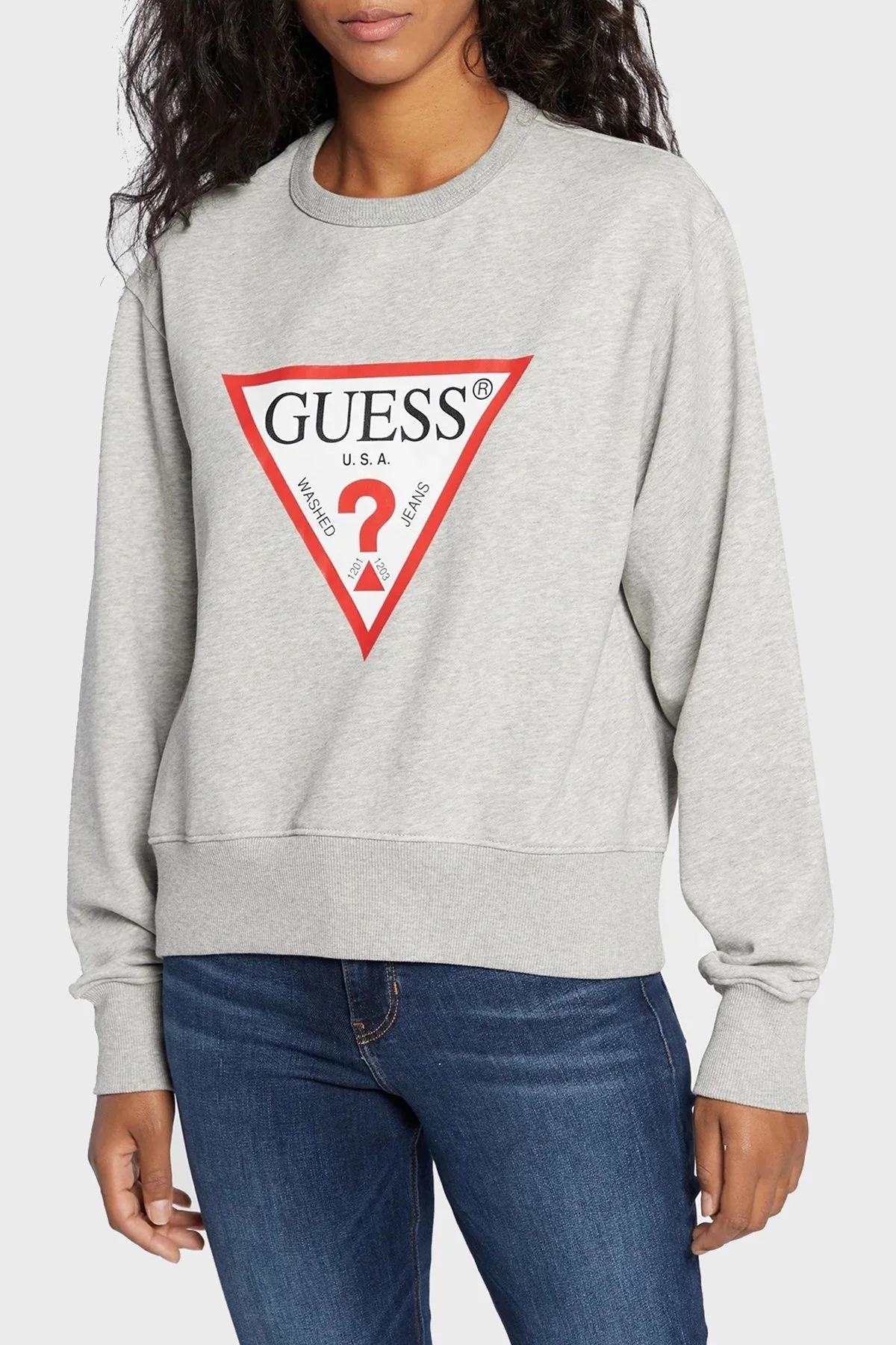Guess Cn Original Pamuklu Regular Fit Bisiklet Yaka W2YQ16 KBA10 Bayan Sweat W2YQ16KBA10 LMGY GRİ - 1