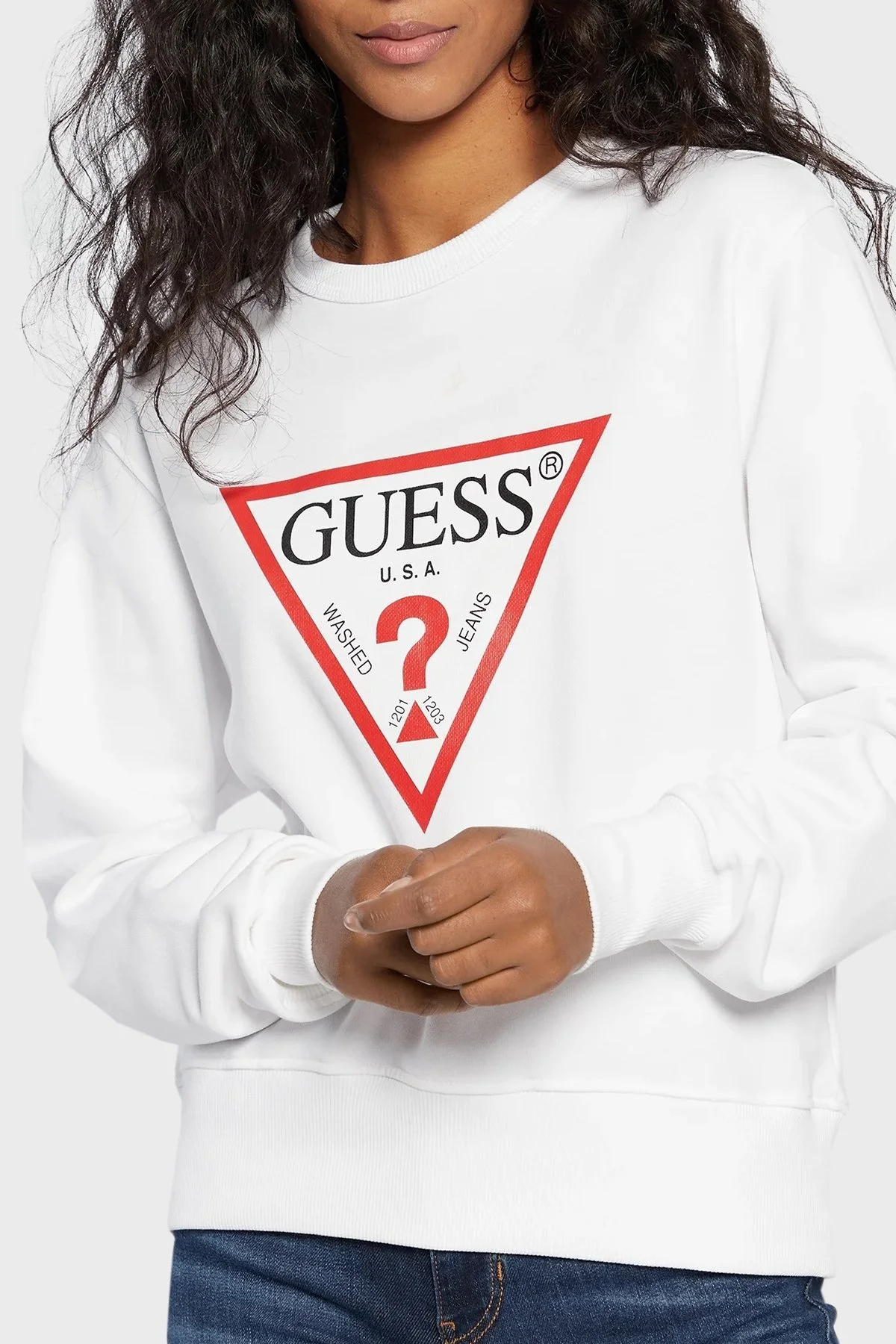 Guess Cn Original Pamuklu Regular Fit Bisiklet Yaka W2YQ16KBA11 Bayan Sweat W2YQ16 KBA11 G011 BEYAZ - 4