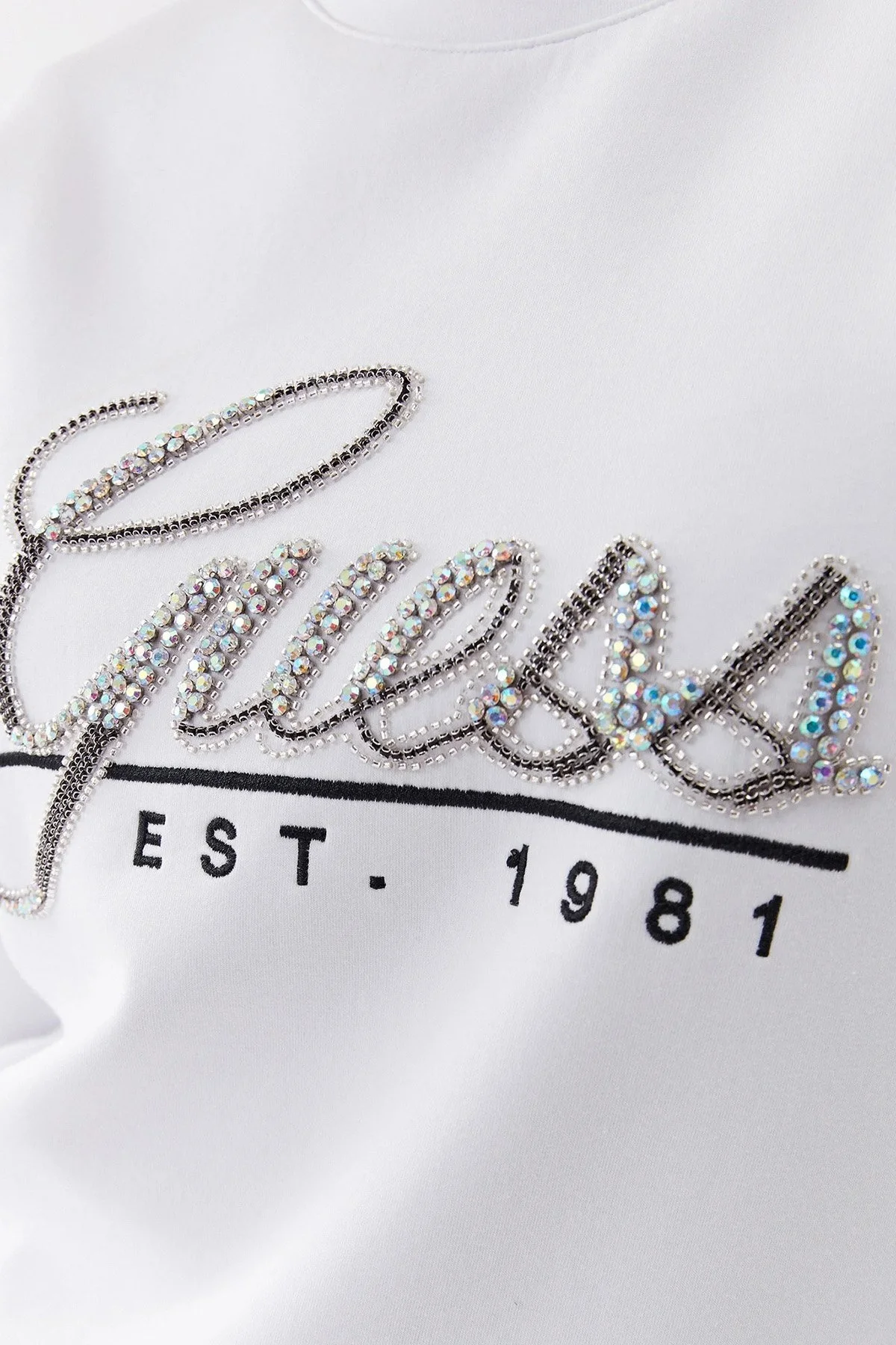 Guess Cn Script Pamuklu Regular Fit Bisiklet Yaka Bayan Sweat W3YQ03KB932 G011 BEYAZ - 5