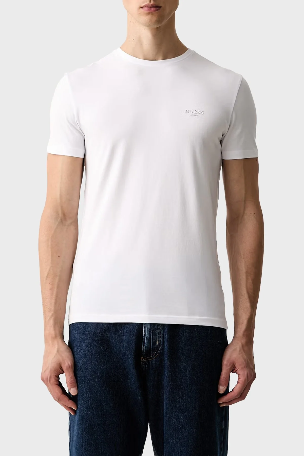 Guess Cn Ss Core Pamuklu Regular Fit Bisiklet Yaka Erkek M6YI24K3728 T Shirt M6YI24 K3728 G011 Beyaz - 1