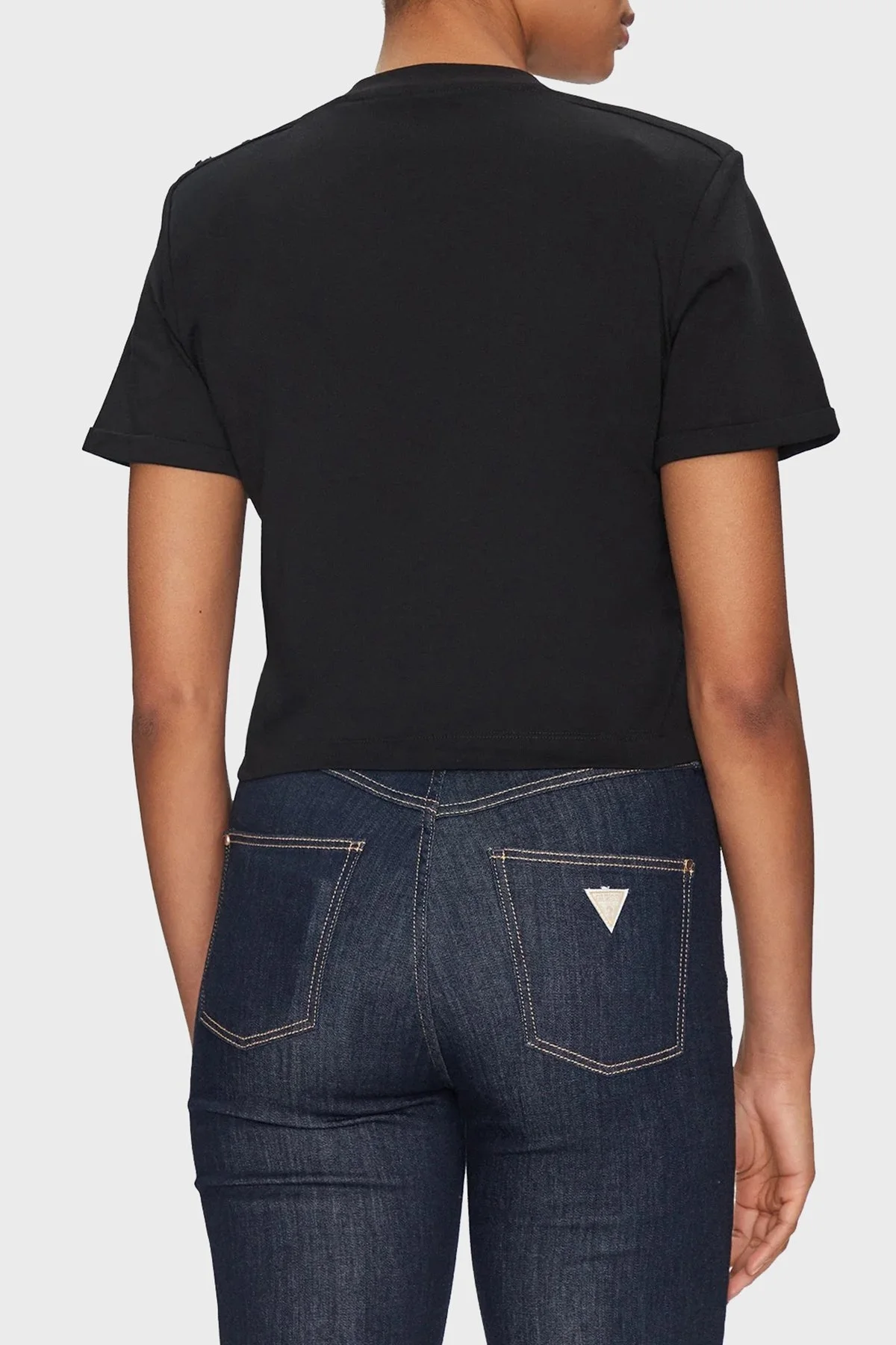 Guess Cn Ss Cropped % 100 Pamuk Boxy Fit Logolu W5GI15K8FQ4 Bayan T Shirt W5GI15 K8FQ4 JBLK SİYAH - 8