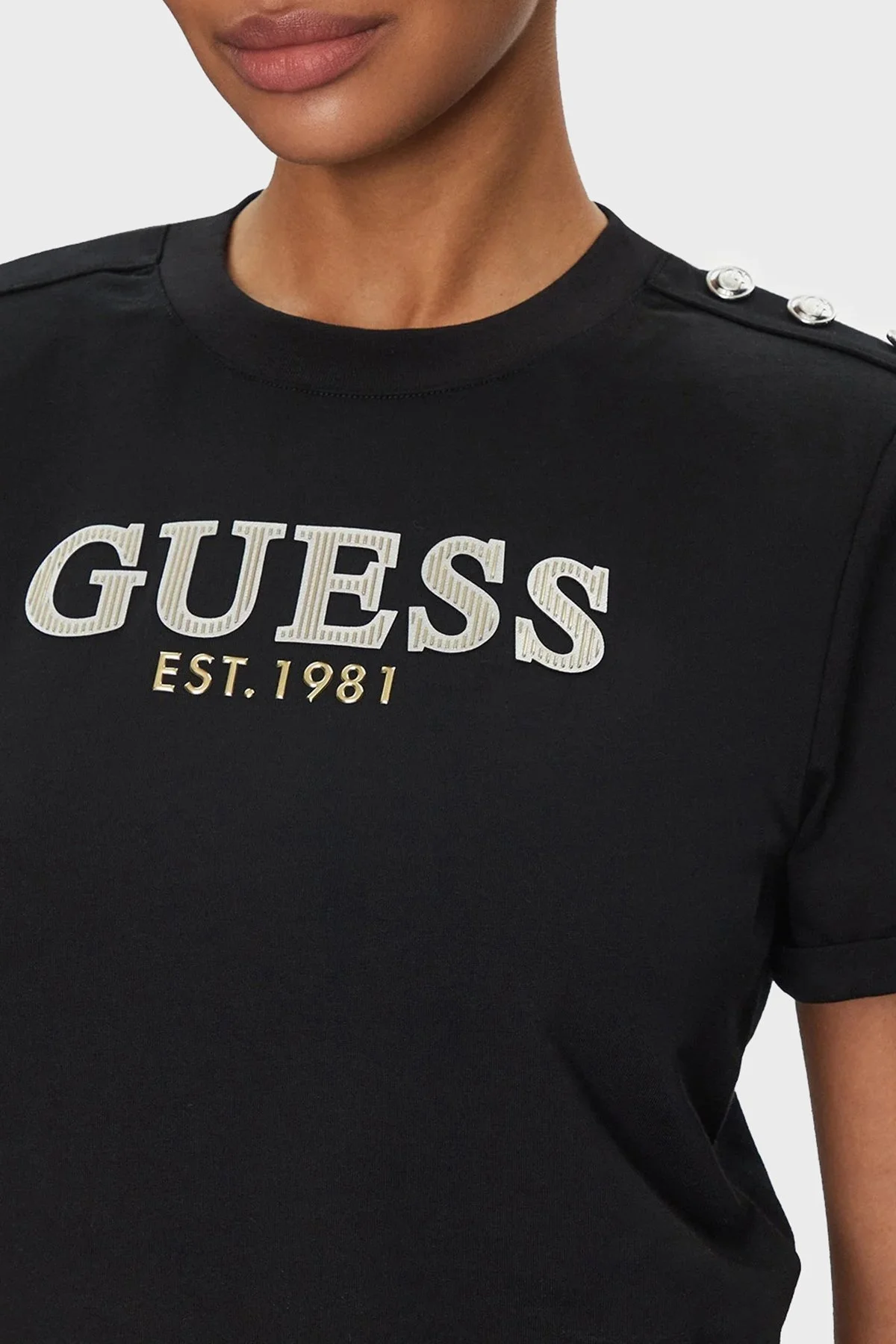 Guess Cn Ss Cropped % 100 Pamuk Boxy Fit Logolu W5GI15K8FQ4 Bayan T Shirt W5GI15 K8FQ4 JBLK SİYAH - 10