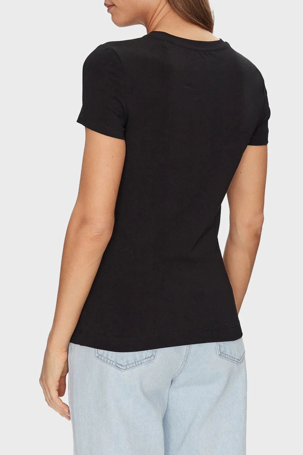 Guess Cn Ss Logo Streç Pamuklu Slim Fit Bisiklet Yaka W5GI04J1314 Bayan T Shirt W5GI04 J1314 JBLK SİYAH - 8