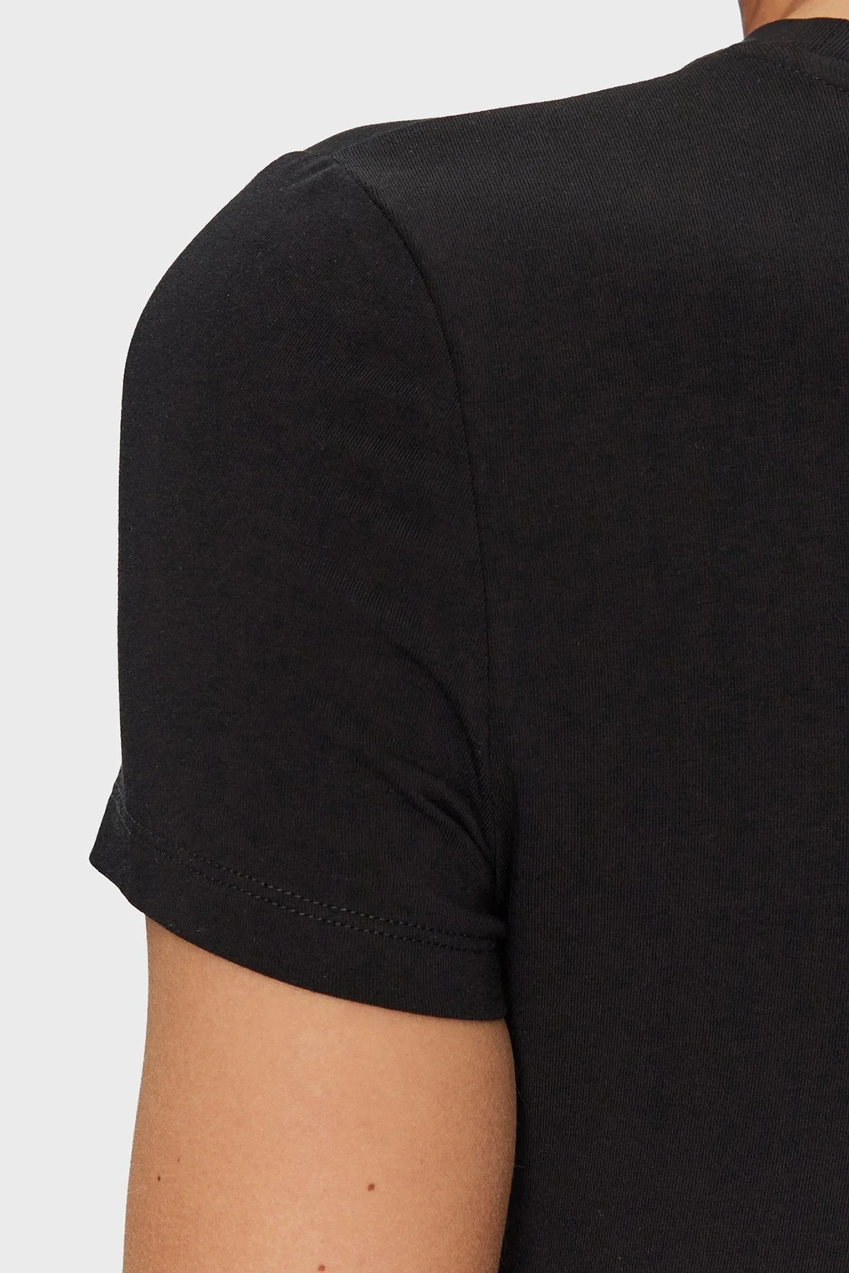 Guess Cn Ss Logo Streç Pamuklu Slim Fit Bisiklet Yaka W5GI04J1314 Bayan T Shirt W5GI04 J1314 JBLK SİYAH - 10