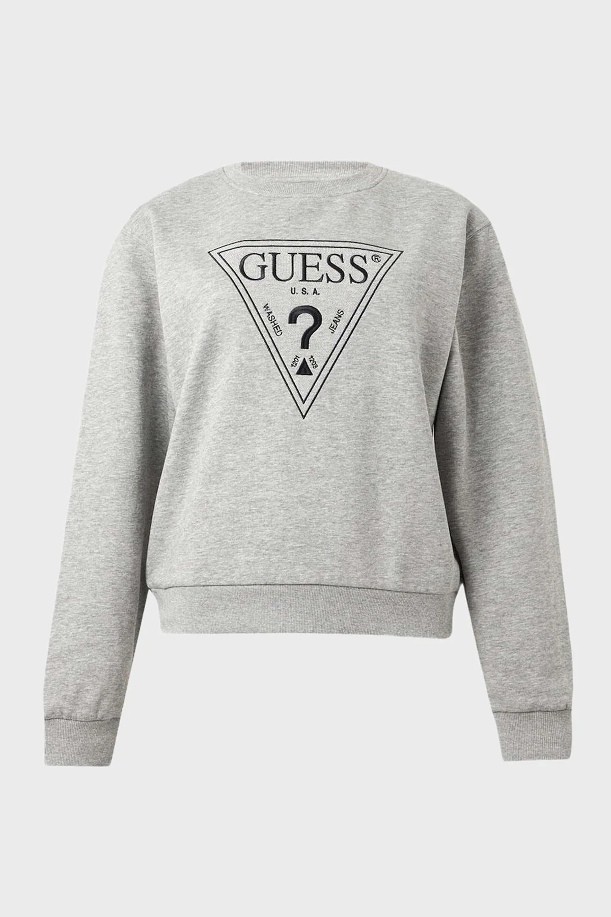 Guess Cn Triangle Flock Kadın Sweat W6BQ16 K6064 MRH Gri - 3