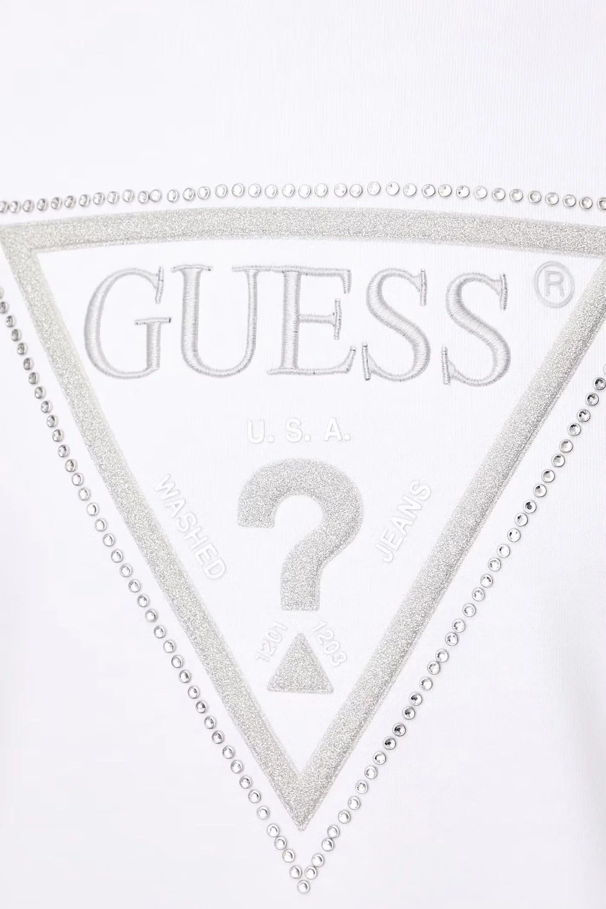 Guess Cn Triangle Glitter W6YQ14K4352 Kadın Sweat W6YQ14 K4352 G011 Beyaz - 5