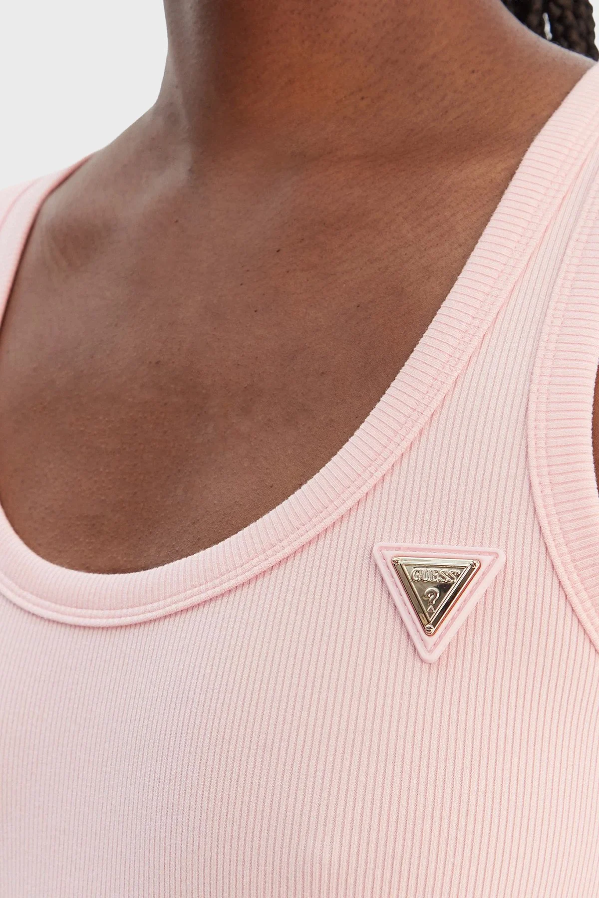 Guess Colette Fitilli Kalın Askılı Regular Fit Yuvarlak Yaka V4YP06K8RT2 Bayan Top V4YP06 K8RT2 G67B PEMBE - 5