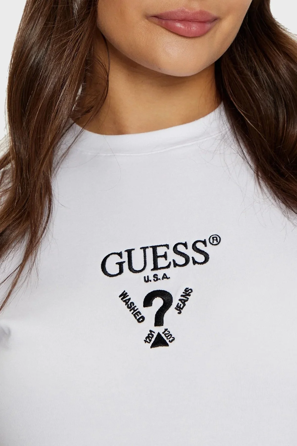 Guess Colette Logolu Streç Pamuklu Slim Fit Bisiklet Yaka V4YI21KCDH1 Bayan T Shirt V4YI21 KCDH1 G011 BEYAZ - 8