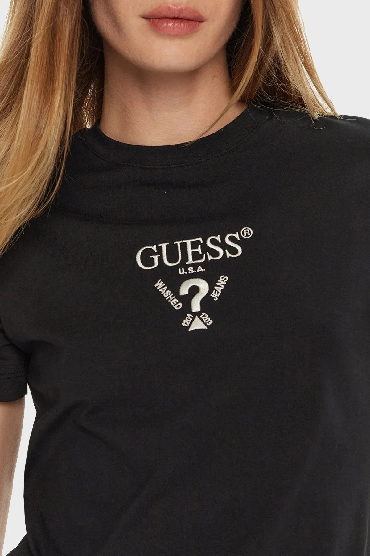 Guess Colette Logolu Streç Pamuklu Slim Fit Bisiklet Yaka V4YI21KCDH1 Bayan T Shirt V4YI21 KCDH1 JBLK SİYAH - 4