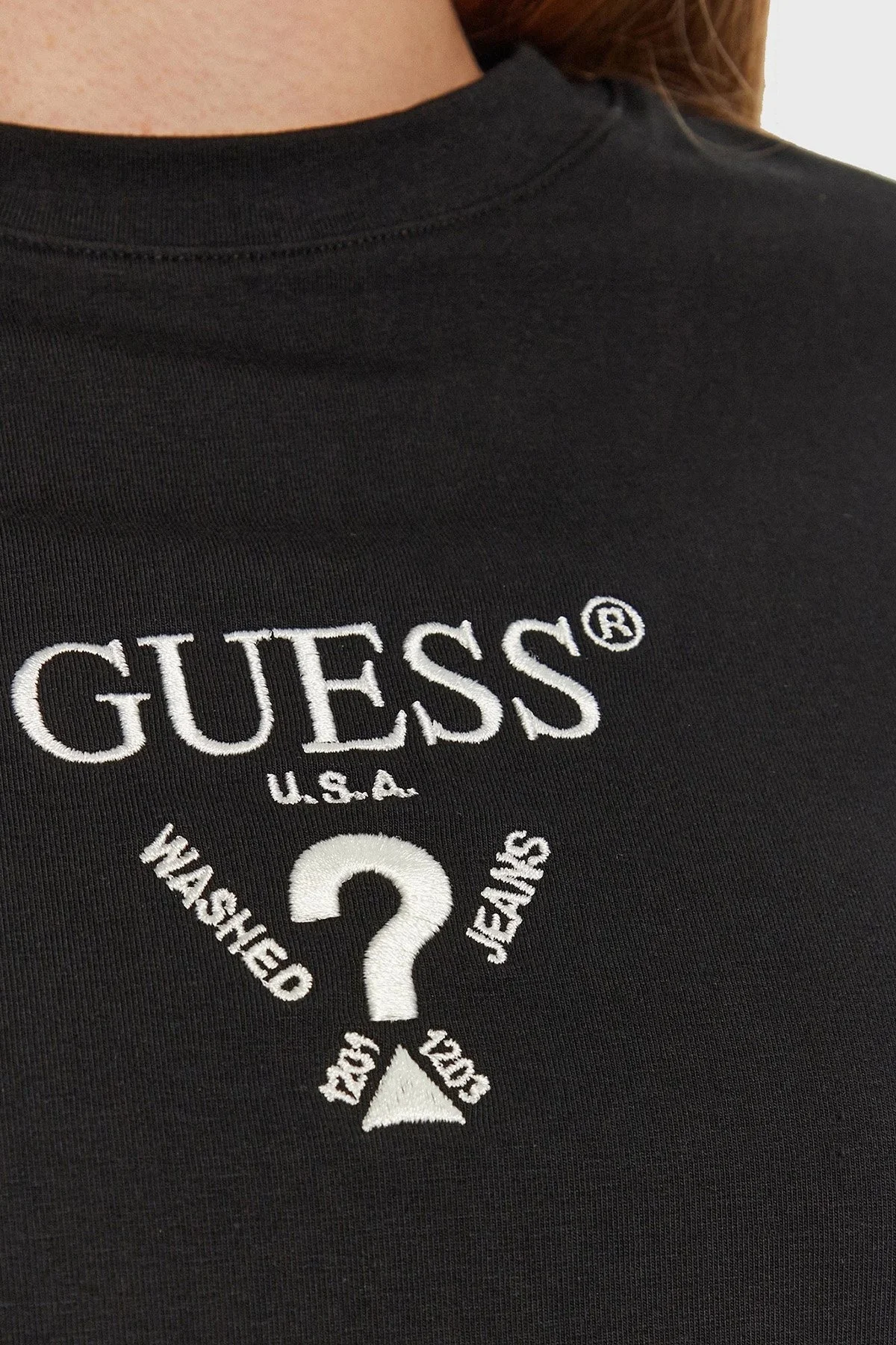 Guess Colette Logolu Streç Pamuklu Slim Fit Bisiklet Yaka V4YI21KCDH1 Bayan T Shirt V4YI21 KCDH1 JBLK SİYAH - 5