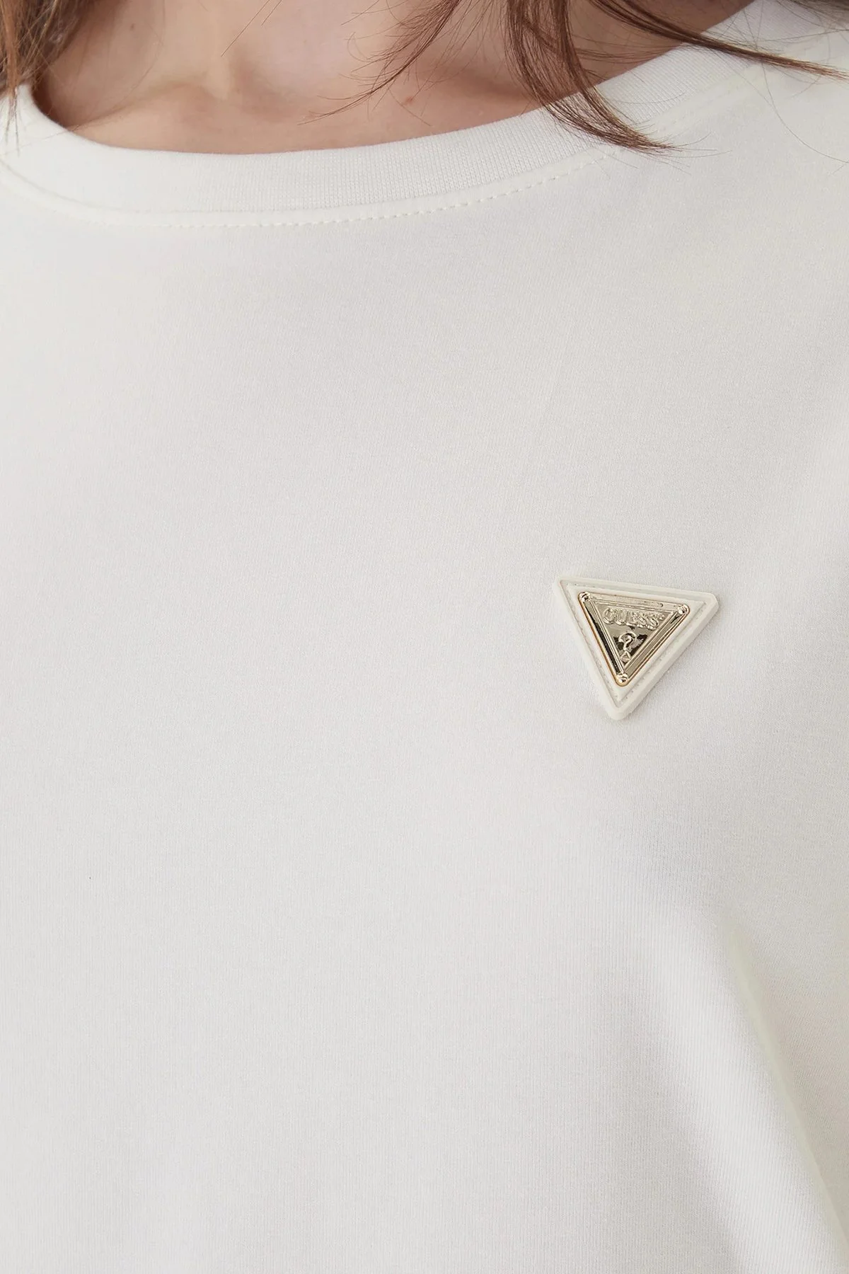 Guess Colette Pamuklu Regular Fit Logolu Bisiklet Yaka V4YI09J1314 Bayan T Shirt V4YI09 J1314 G1O6 BEYAZ - 4