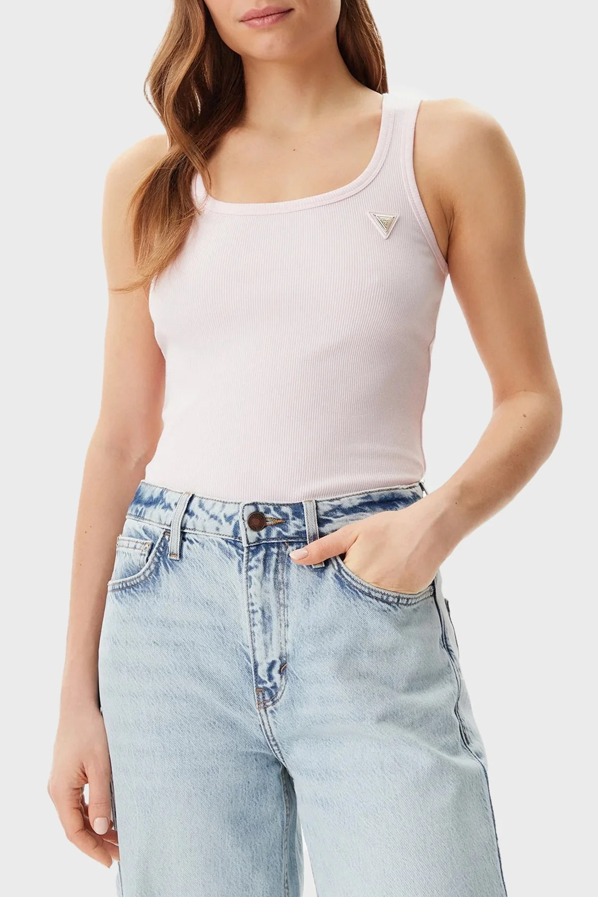 Guess Colettte Fitilli Kalın Askılı Regular Fit Yuvarlak Yaka V4YP06K8RT2 Bayan Top V4YP06 K8RT2 G644 PUDRA - 1