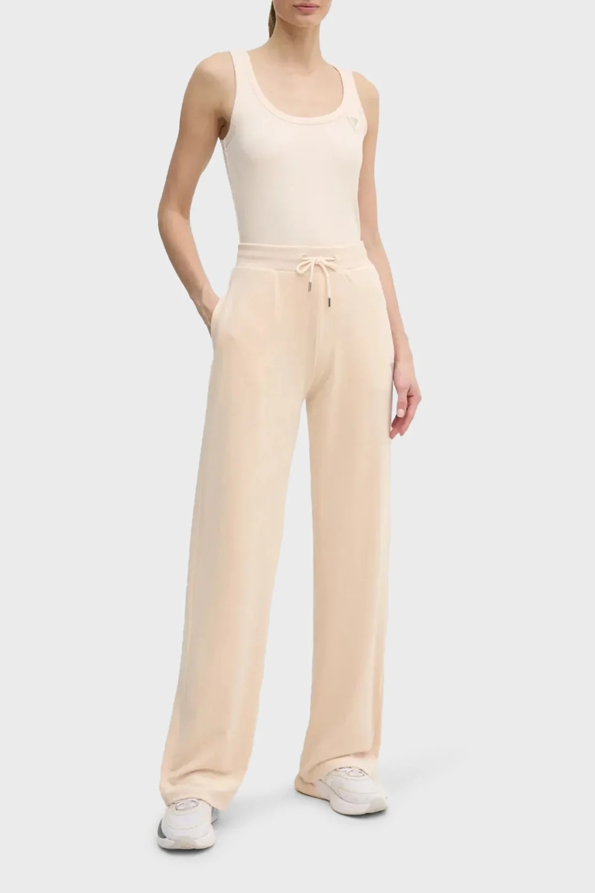 Guess Colettte Fitilli Kalın Askılı Regular Fit Yuvarlak Yaka V4YP06K8RT2 Bayan Top V4YP06 K8RT2 G6K5 EKRU - 7