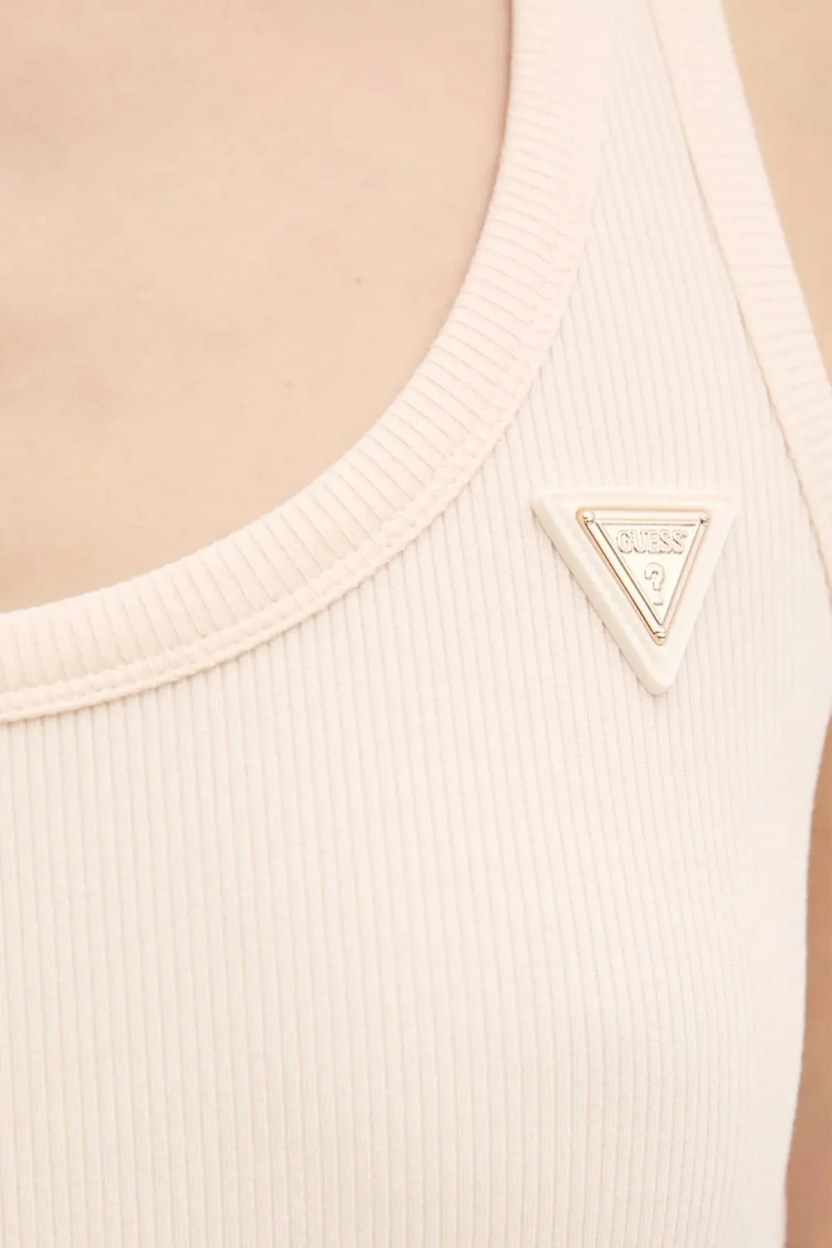 Guess Colettte Fitilli Kalın Askılı Regular Fit Yuvarlak Yaka V4YP06K8RT2 Bayan Top V4YP06 K8RT2 G6K5 EKRU - 10