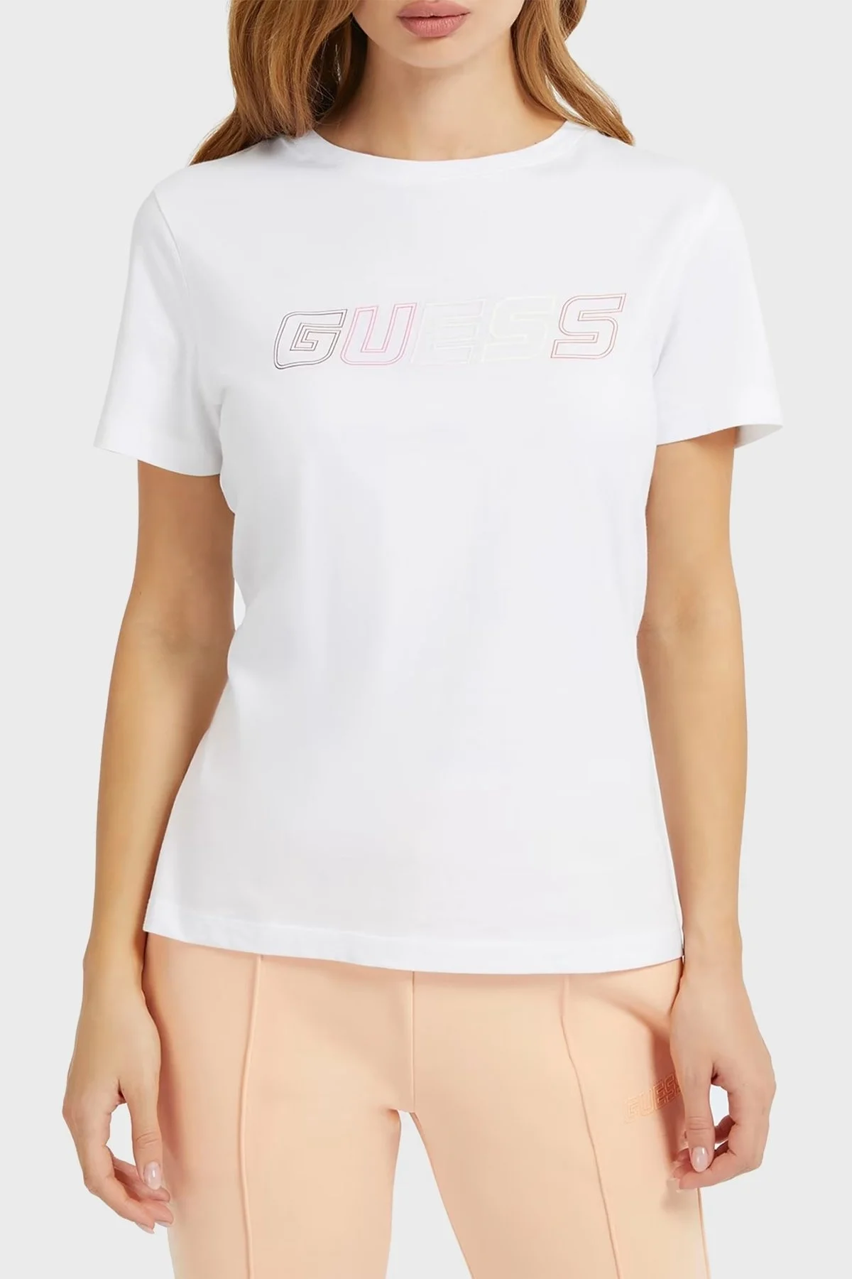 Guess Corine Pamuklu Regular Fit Bisiklet Yaka Bayan T Shirt V3RI04I3Z14 G011 BEYAZ - 1